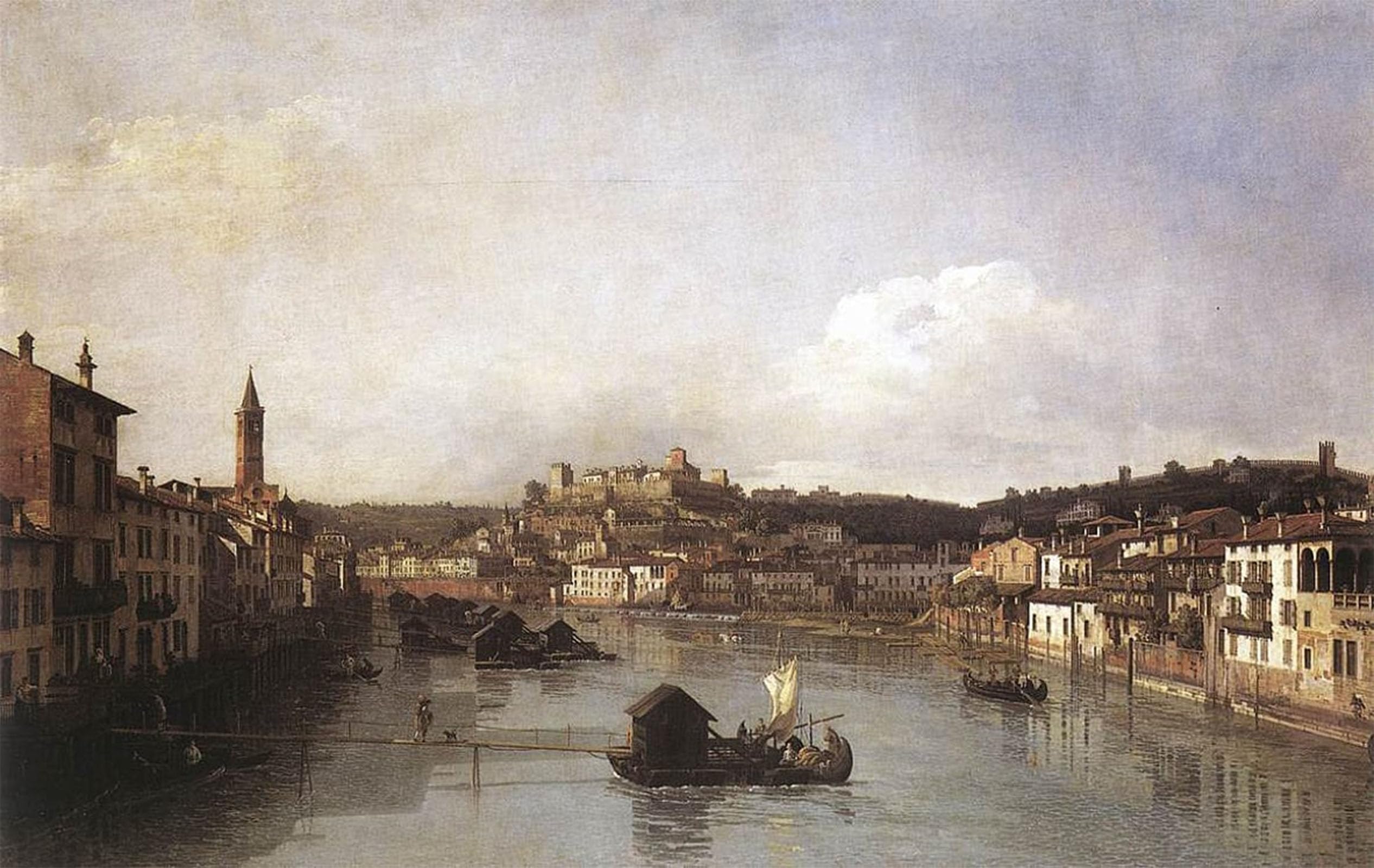 SERENDIPITP Vintage Picture Print on Canvas Wall Art Poster View of Verona and the River Adige From the Ponte Nuovo by Bernardo Bellotto Artwork Print Poster for Wall Decor 60x90cm