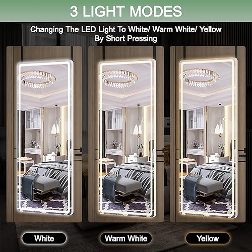 Miniatura 3 de Hasipu Espejo de puerta de longitud completa, 40 x 19 pulgadas, espejo colgante con luces, espejo de longitud completa para dormitorio, sala de