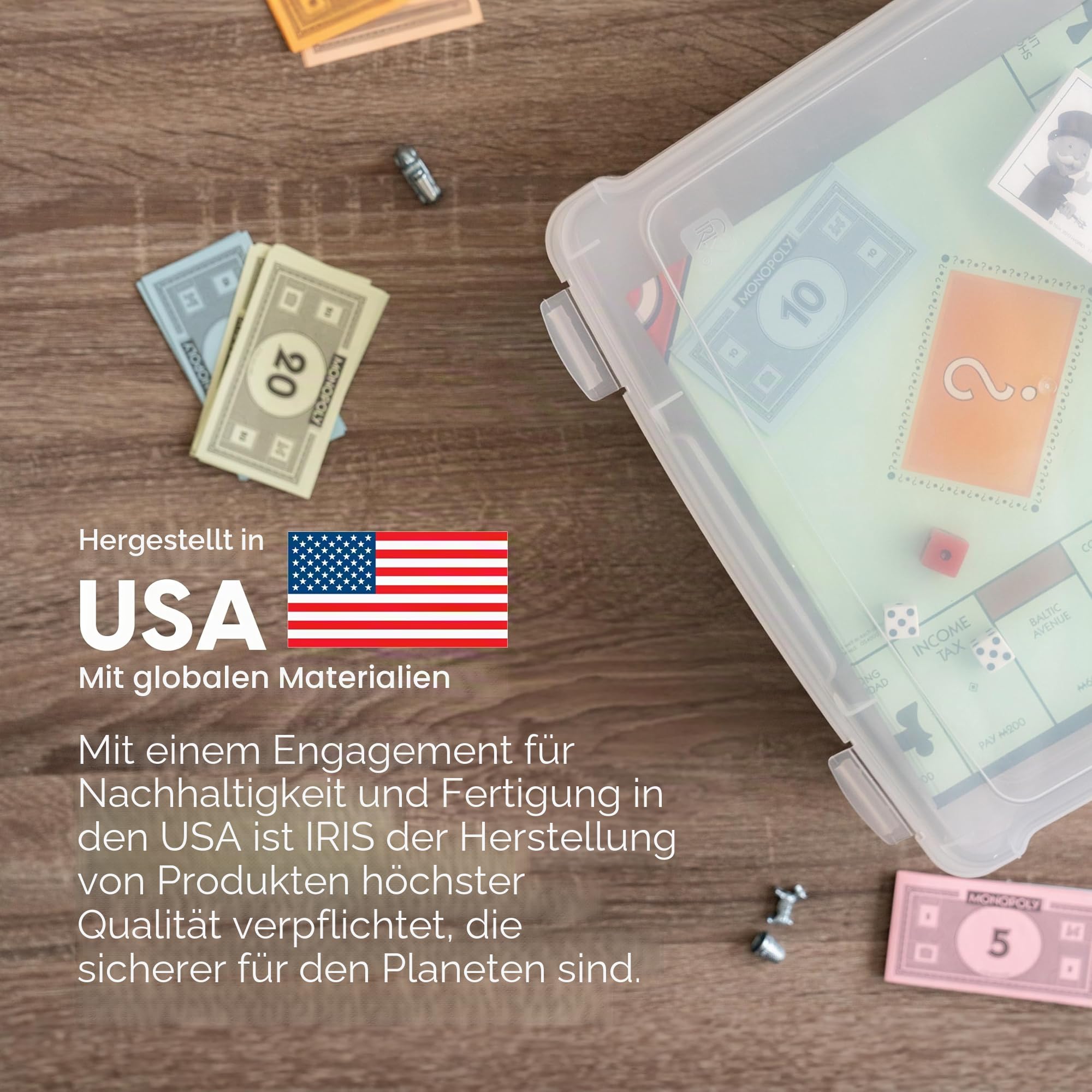 IRIS USA Aufbewahrungsbox, Brettspiele und Bastelutensilien mit Schnappverschluss, 6er-Pack stabile Kunststoffboxen für Puzzles, Zeitschriften, Hobbys, Bastelbedarf, passend für 21,6 x 27,9 cm und A4