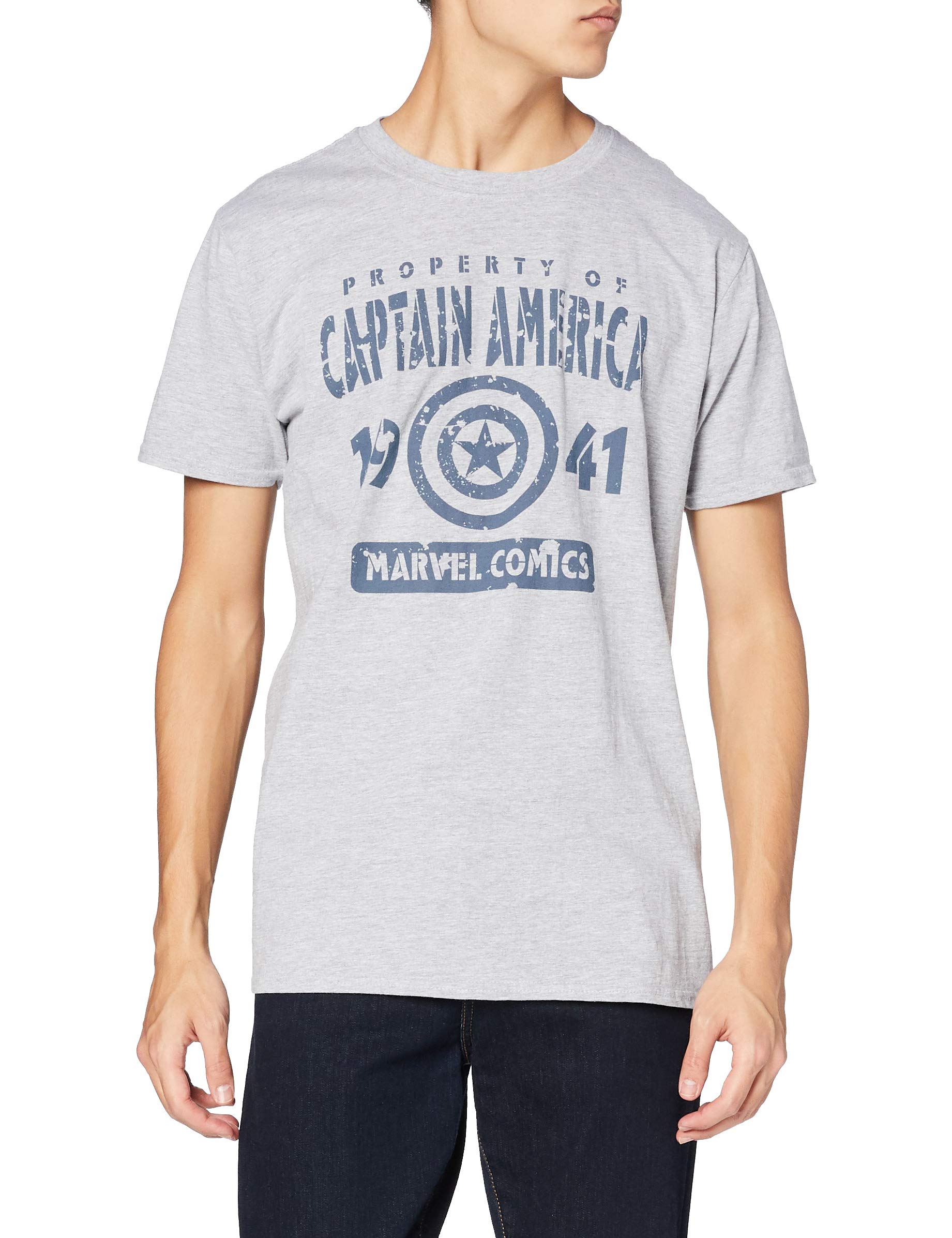 Marvel Men's Property of T Shirt, Grey Heather, S UK