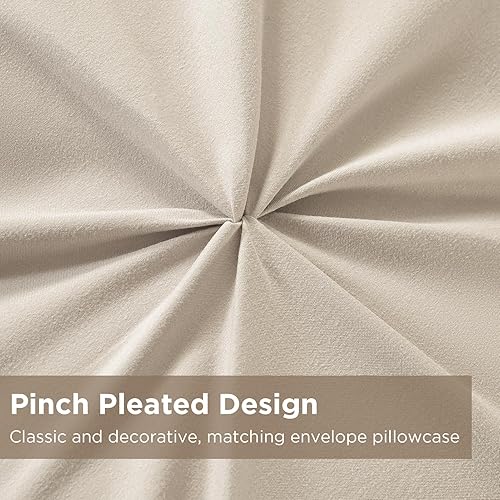 Miniatura 4 de Litanika Funda de edredón plisada color caqui, tamaño King (104 x 90 pulgadas), 3 piezas (1 funda de edredón y 2 fundas de almohada), lujoso juego