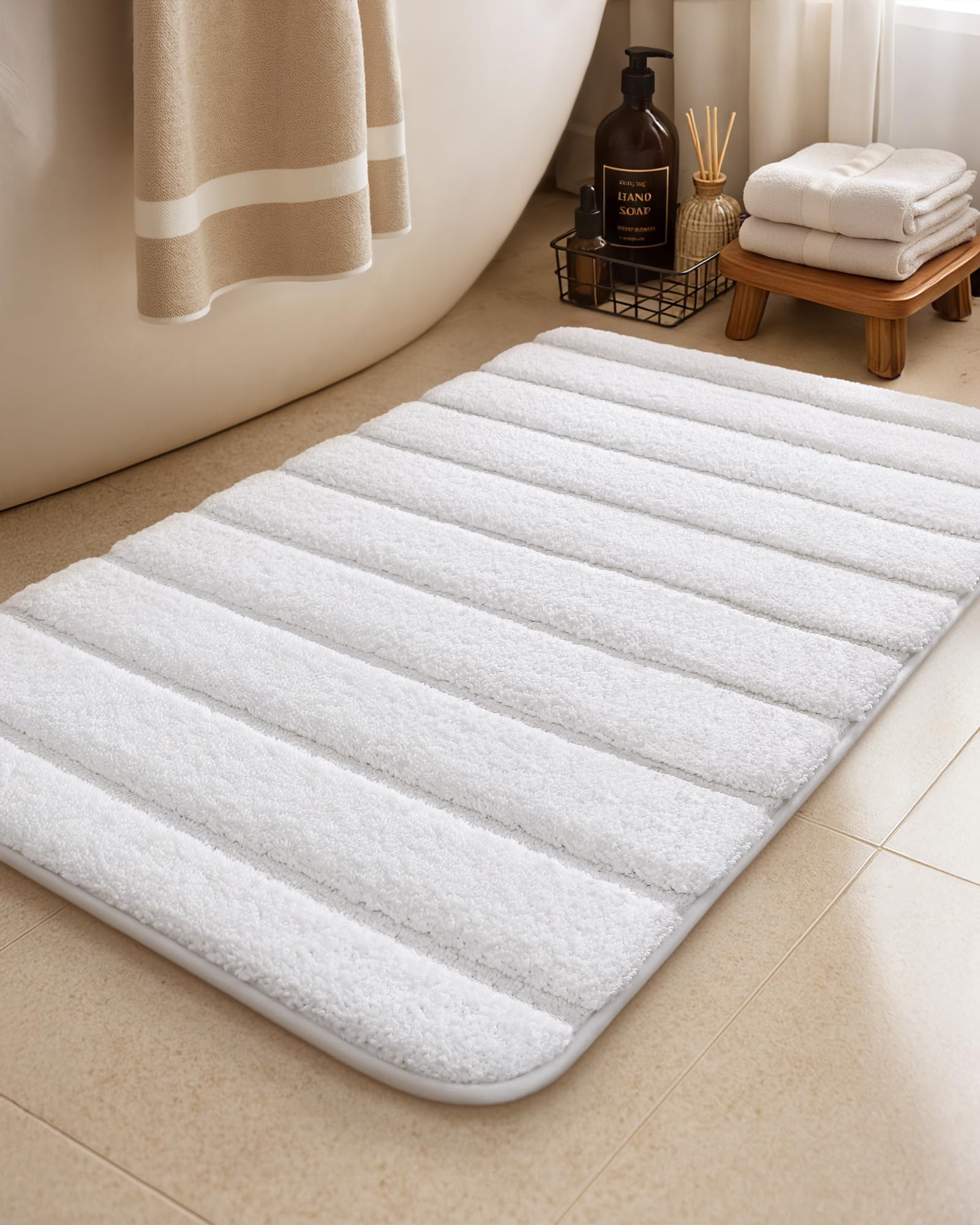 Amazon.com: Color&Geometry White Bathroom Rugs 30x17, Ultra Soft
