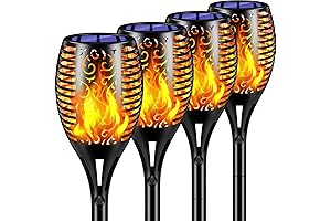 TomCare Flickering Solar Flame Torches, 43" Decorative 4-Pack, the No-Hassle Way to...