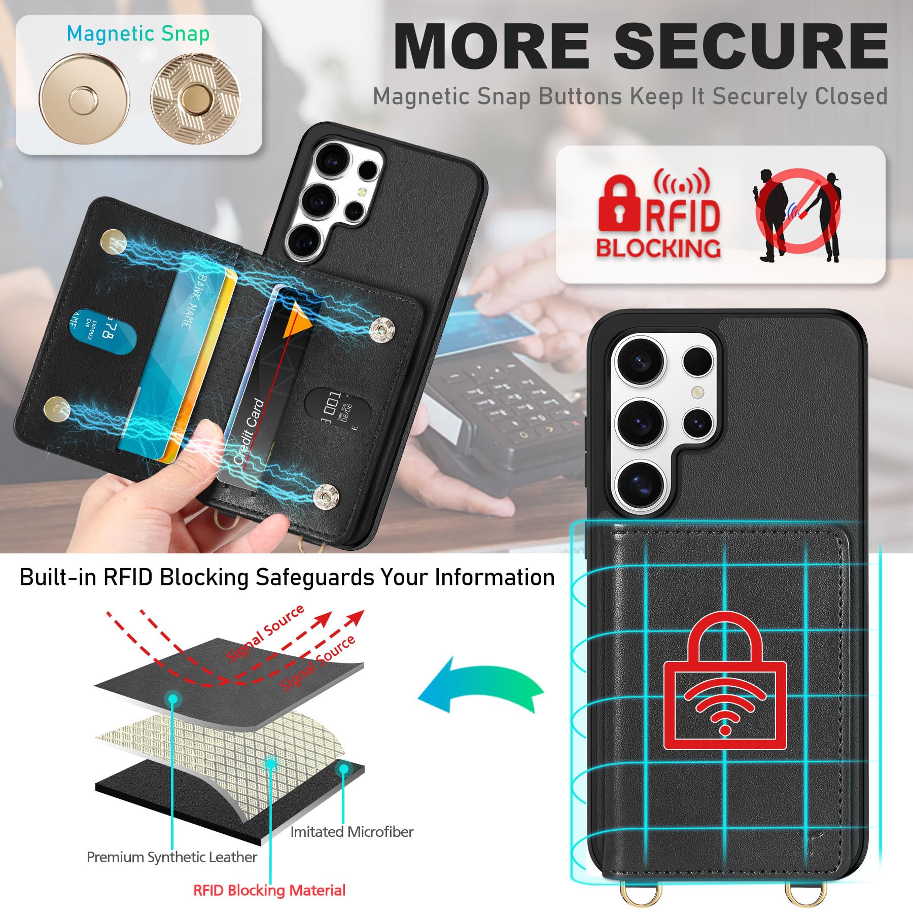 TUCCH Custodia Pelle Sintetica per Galaxy S25 Plus (6,7), Indivisibile