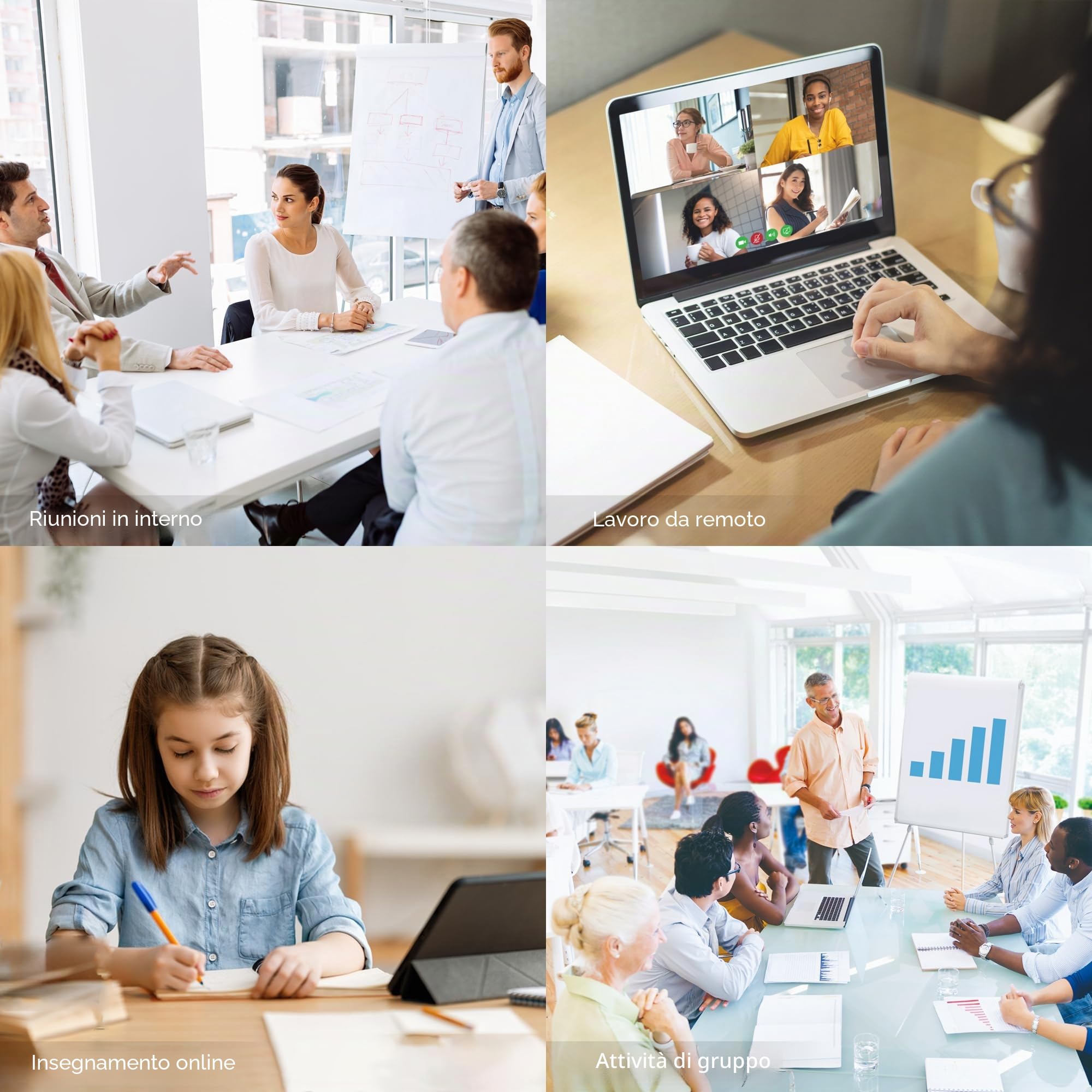TONGVEO Telecamera per sala conferenze 4K all-in-1 con microfono Bluetooth, rilevamento automatico AI Zoom digitale 5X USB 3.0 Telecamera PTZ grandangolare da 124° e vivavoce per Team Zoom Skype e
