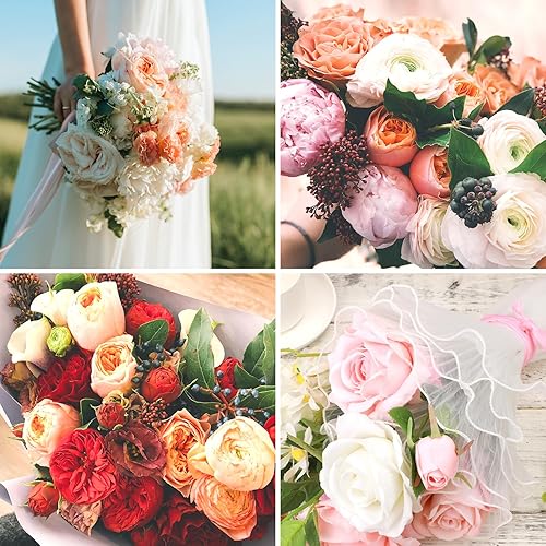 Miniatura 7 de XIHIRCD Papel de malla para envolver flores, hilo ondulado de 4.9 yardas, red de embalaje floral coreana, papel de regalo impermeable para