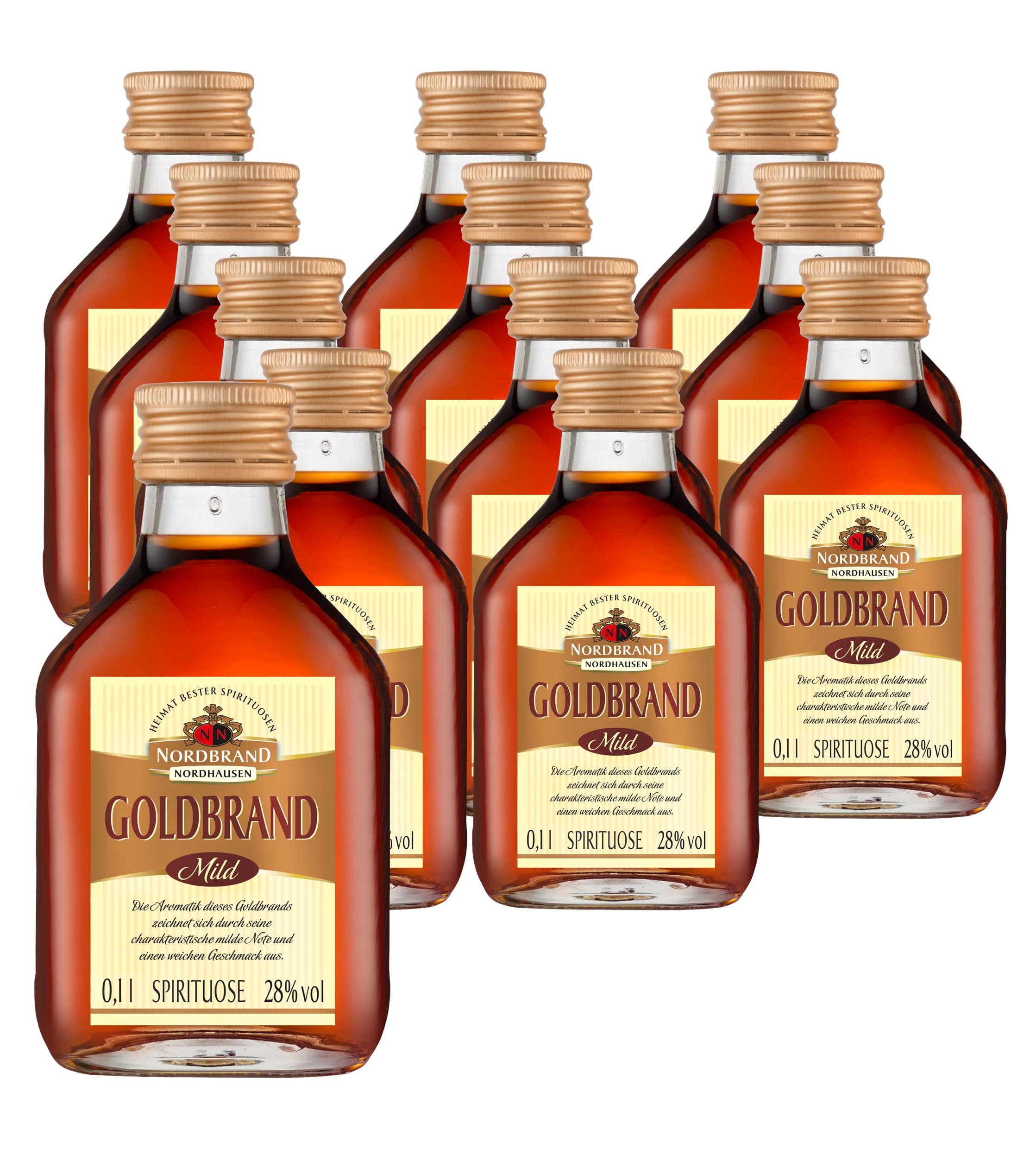 Nordbrand Goldbrand Weinbrand mit 28 % vol. Alkohol (12 x 0,1L)