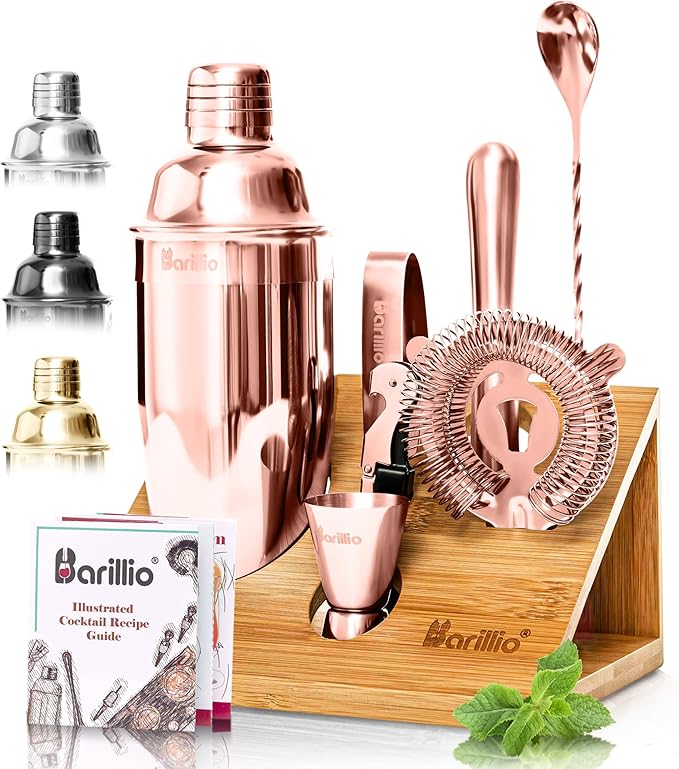 Barillio Rose Gold Bartender Kit StainlessSteel Cocktail