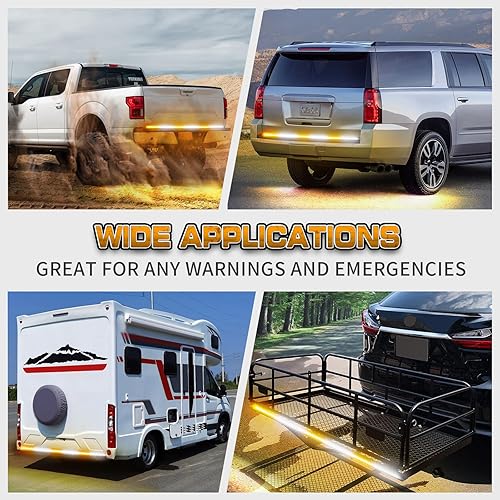Miniatura 6 de XRIDONSEN Tira de luces estroboscópicas para puerta trasera de camión de 48 pulgadas, 288 luces LED de emergencia, barra de luz trasera ámbar y