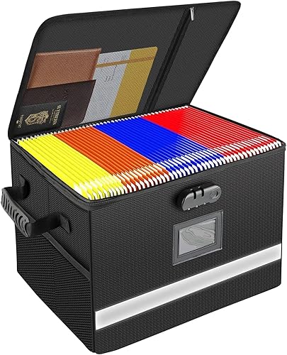 Awiivee Caja de archivos ignífuga con cerradura, archivador de archivadores, caja de almacenamiento de documentos, organizador de archivos plegable disponible en Yaxa Venezuela