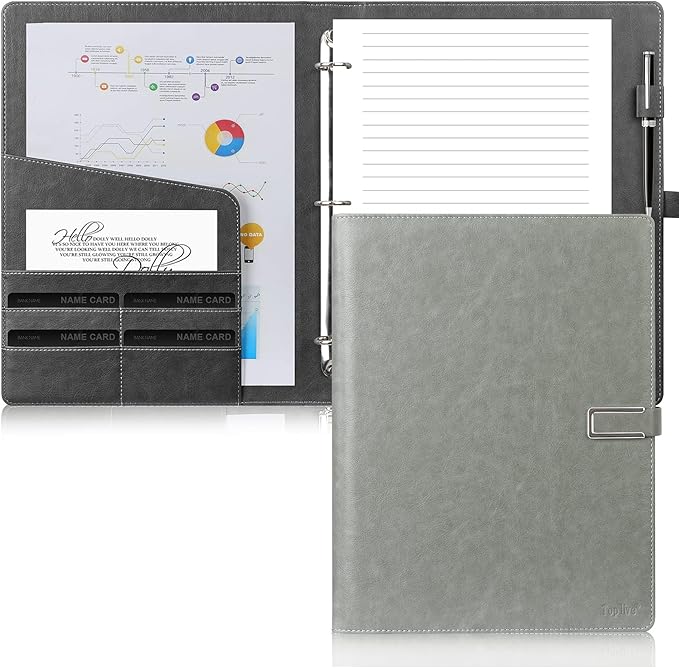 Toplive Padfolio Portfolio Folder 3 Ring Binder Business Padfolio