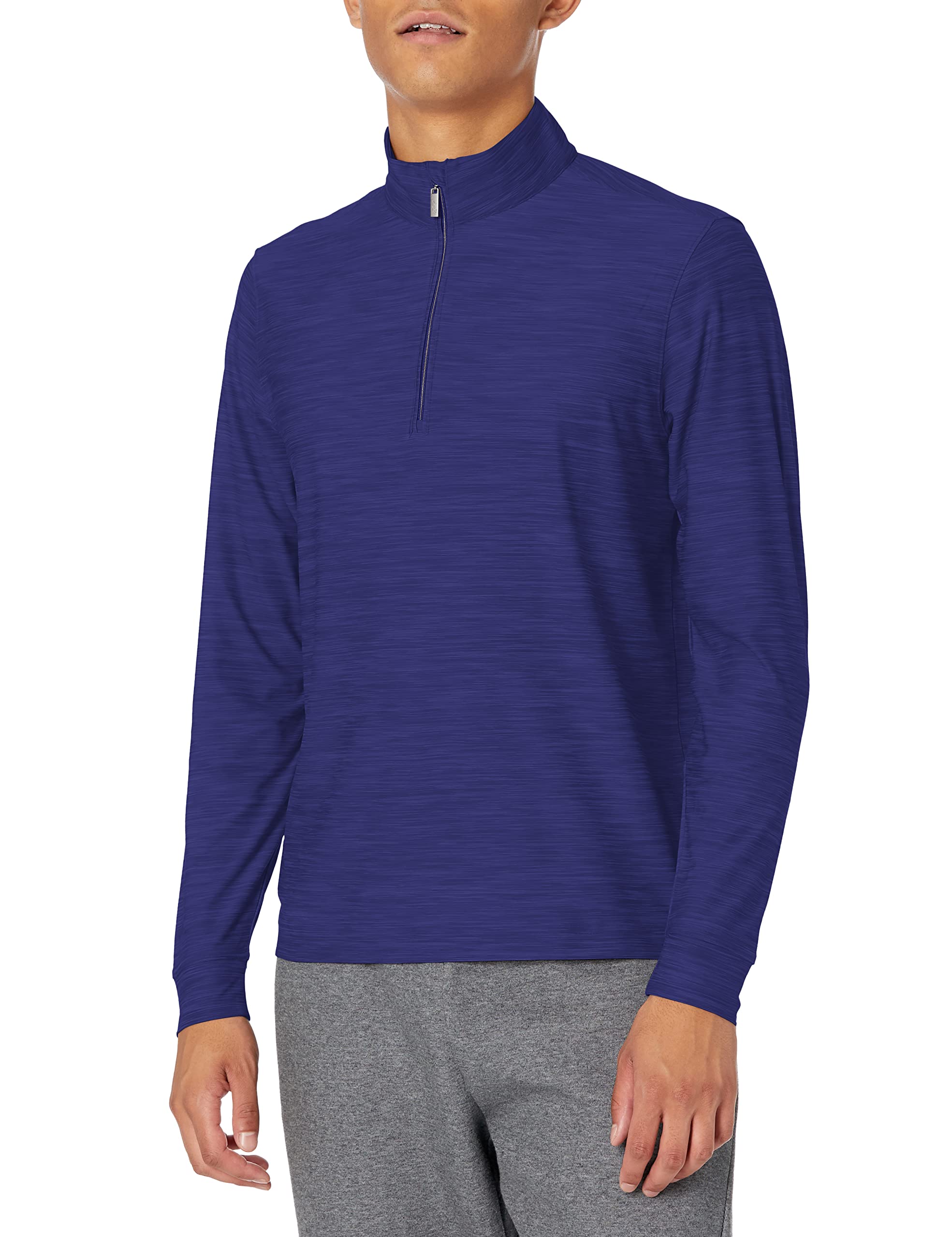 mens L/s Heathered 1/4-zip Mock Quarter Zip