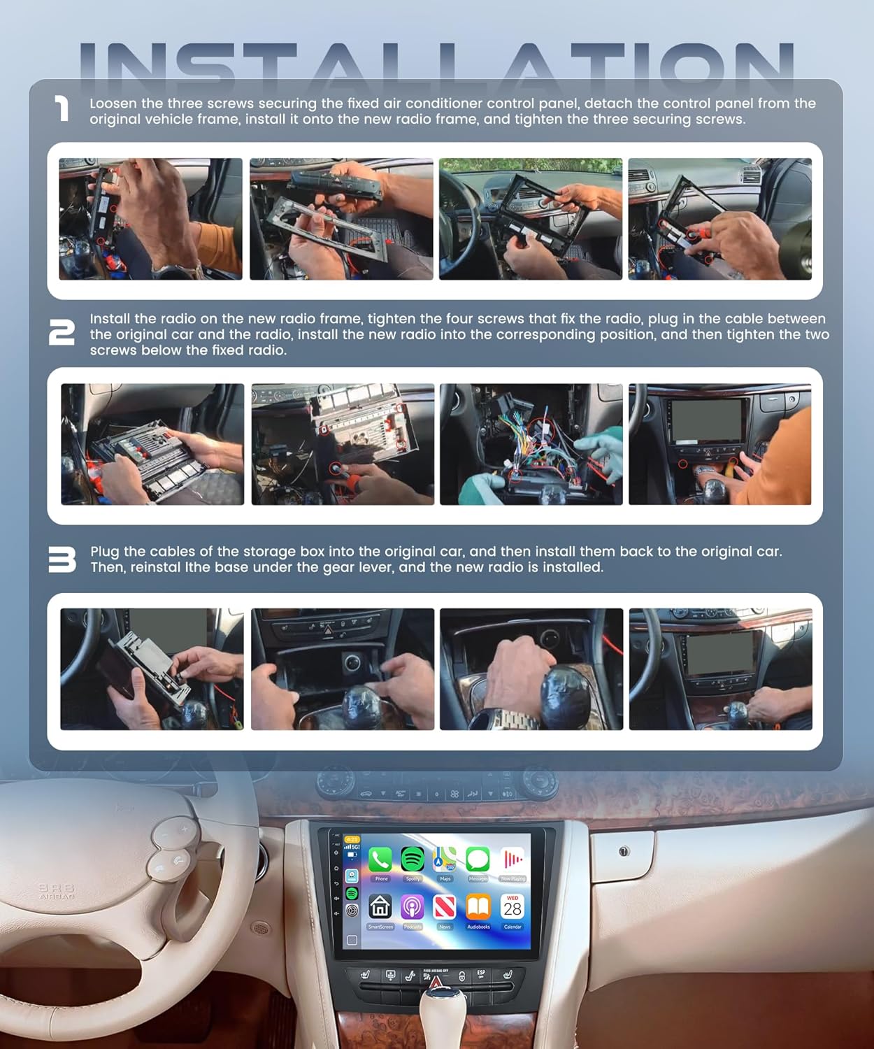 Rimoody 4G+64G Android Car Stereo for Mercedes Benz E Class W211 E200 CLS E320 E500 E350 W219 2002-2009 Wireless Carplay Android Auto, 9’’ Touchscreen GPS BT-5.0 5G-WiFi 32EQ FM/RDS Backup Camera SWC