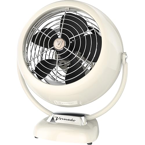 Vornado VFAN Vintage Fan , Retro Metal Air Circulator for Cooling & Decor , 3 Speeds, Adjustable Tilt , Vintage White