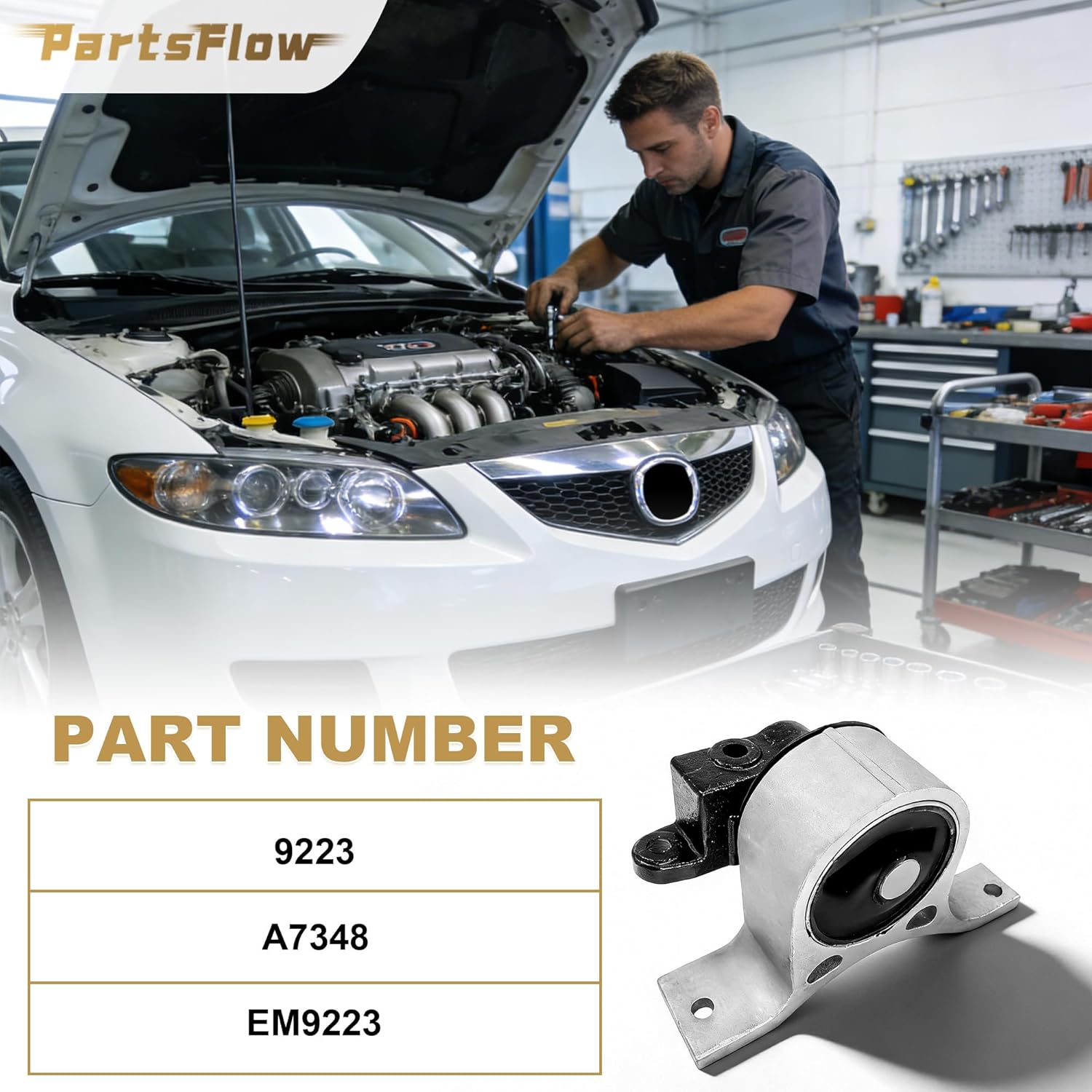 PartsFlow Transmission & Motor Mount Set for 2004-2009 Nissan Quest for 2004-2006 Maxima for 2005-2006 Altima 3.5L 9167 9248 9223 9410 Replace #A7349, A7358, A7348, A7351