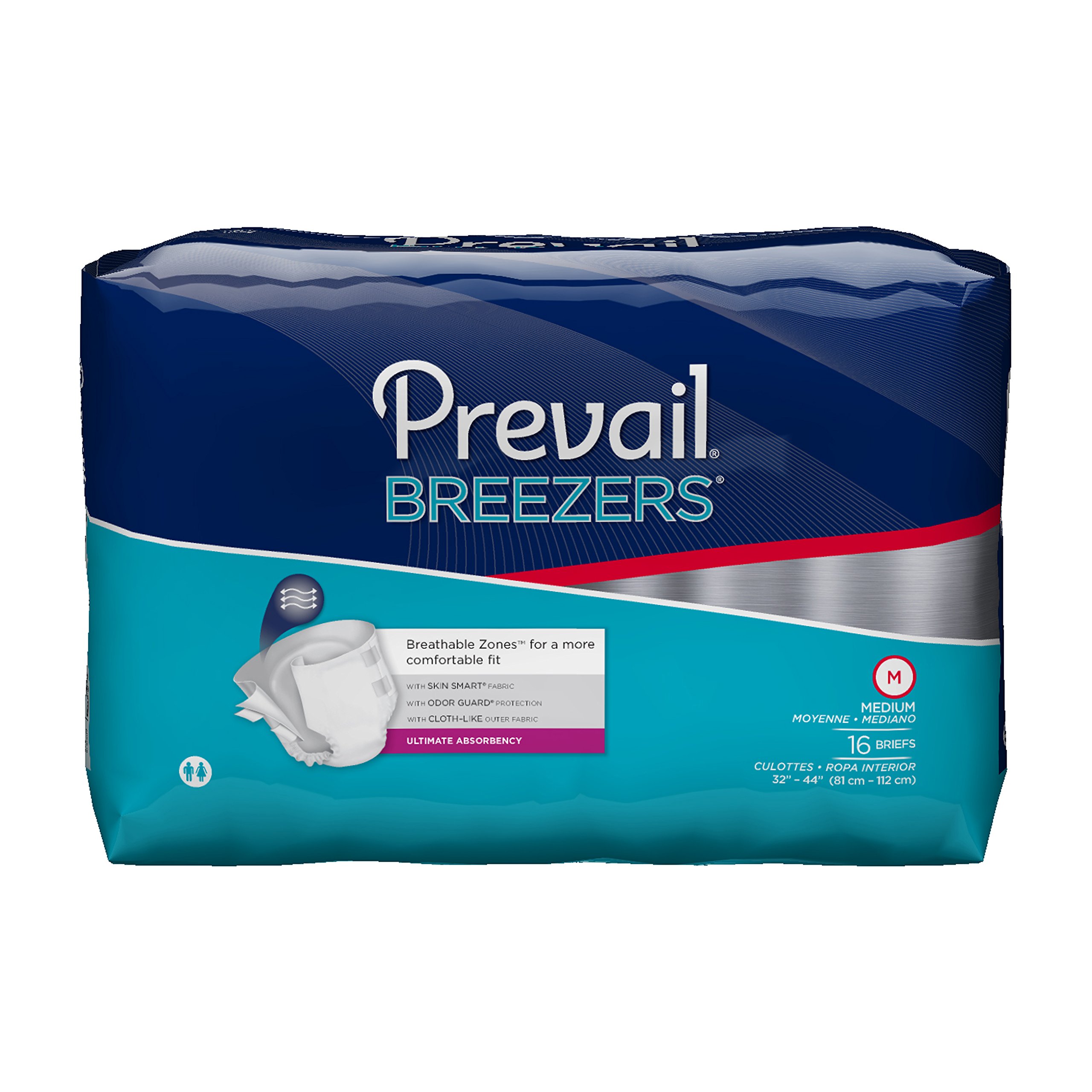 PrevailBreezers Incontinence Briefs, Unisex Adult Incontinence Briefs with Tabs, Ultimate Absorbency - Regular, 20 Count Bag