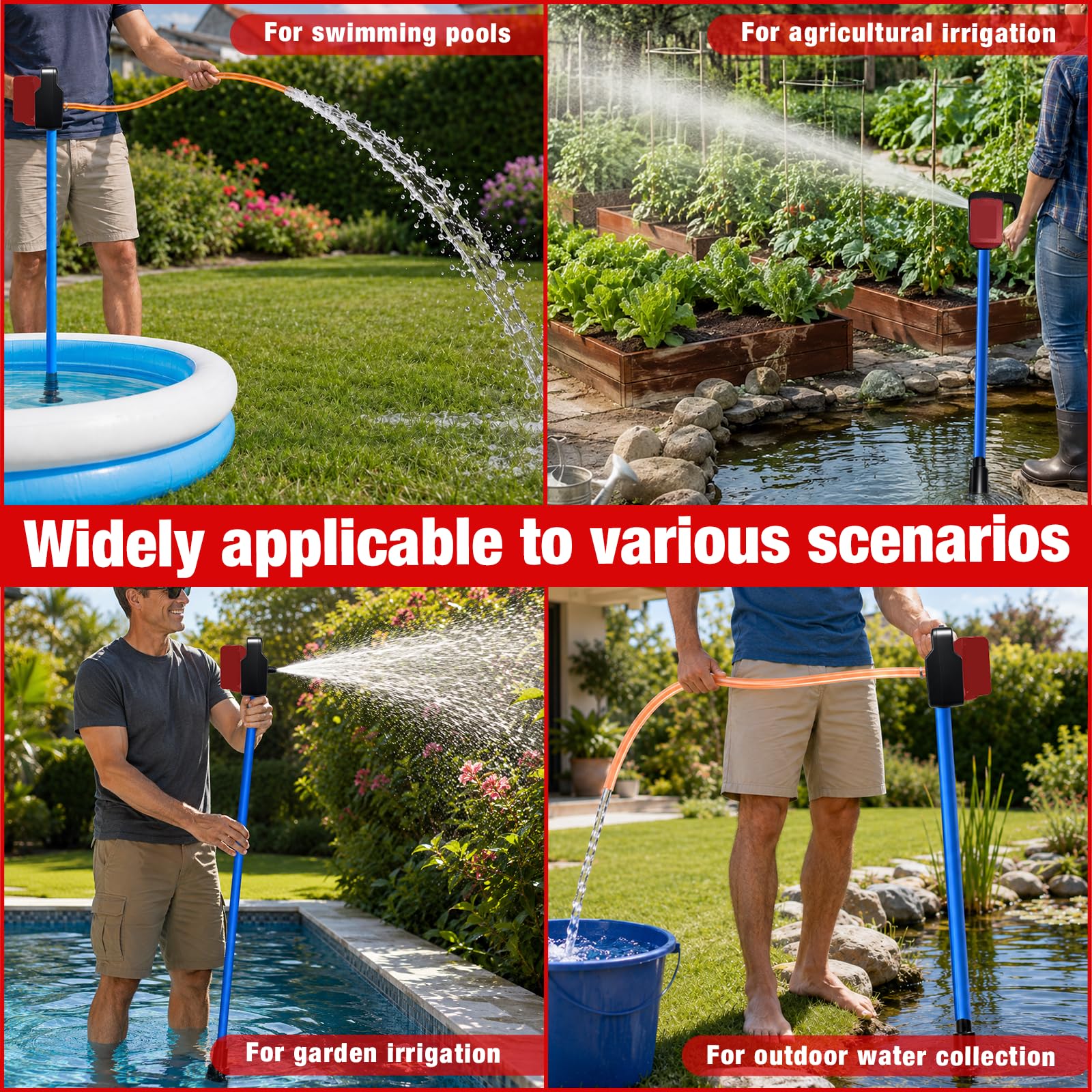 Wasserpumpe 85W für Milwaukee M18 18V Akku, 1400L/H, 4,5m Förderhöhe | Pumpe für Milwaukee M18 Akkus,Förderhöhe. 1/2" (DN15) Anschluss. Leicht, tragbar vielseitig für Garten, Pool & Regenwasser