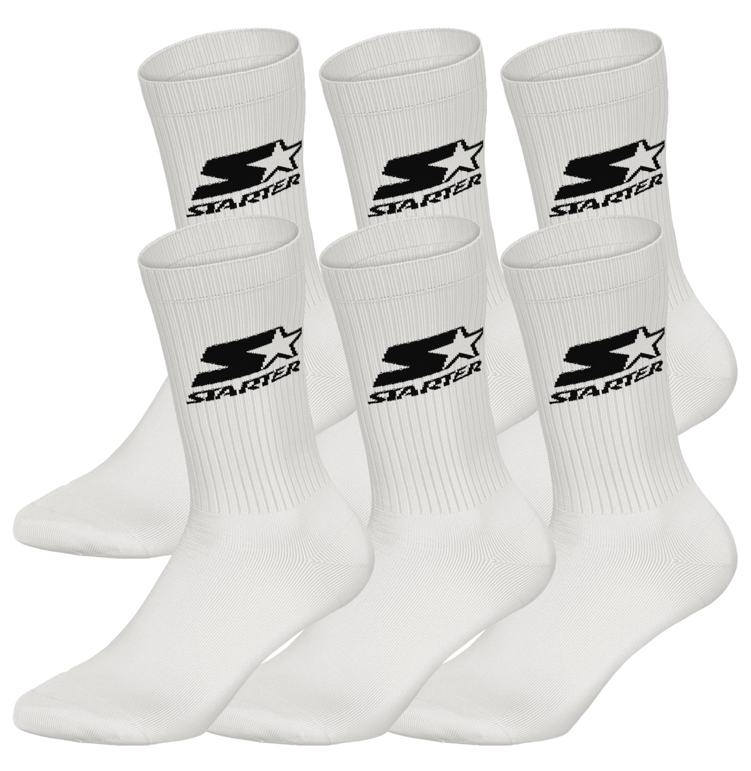 Starter Unisex White 6Pk Crew Socks - Wht - 39/42, 39-42