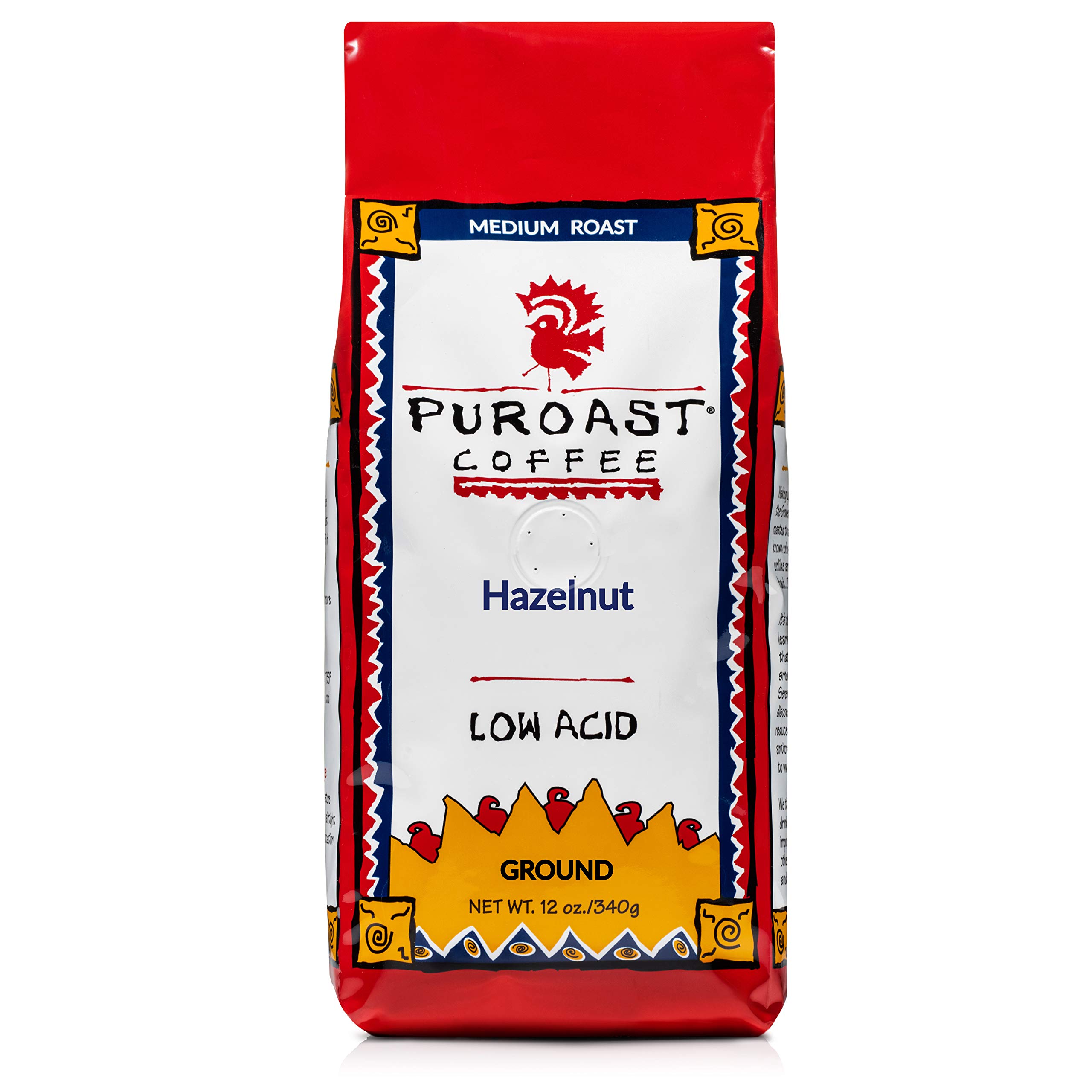 Puroast Coffee Low Acid Ground Coffee, Hazelnut Flavored, 12 Ounce Bag (Pack of 2)