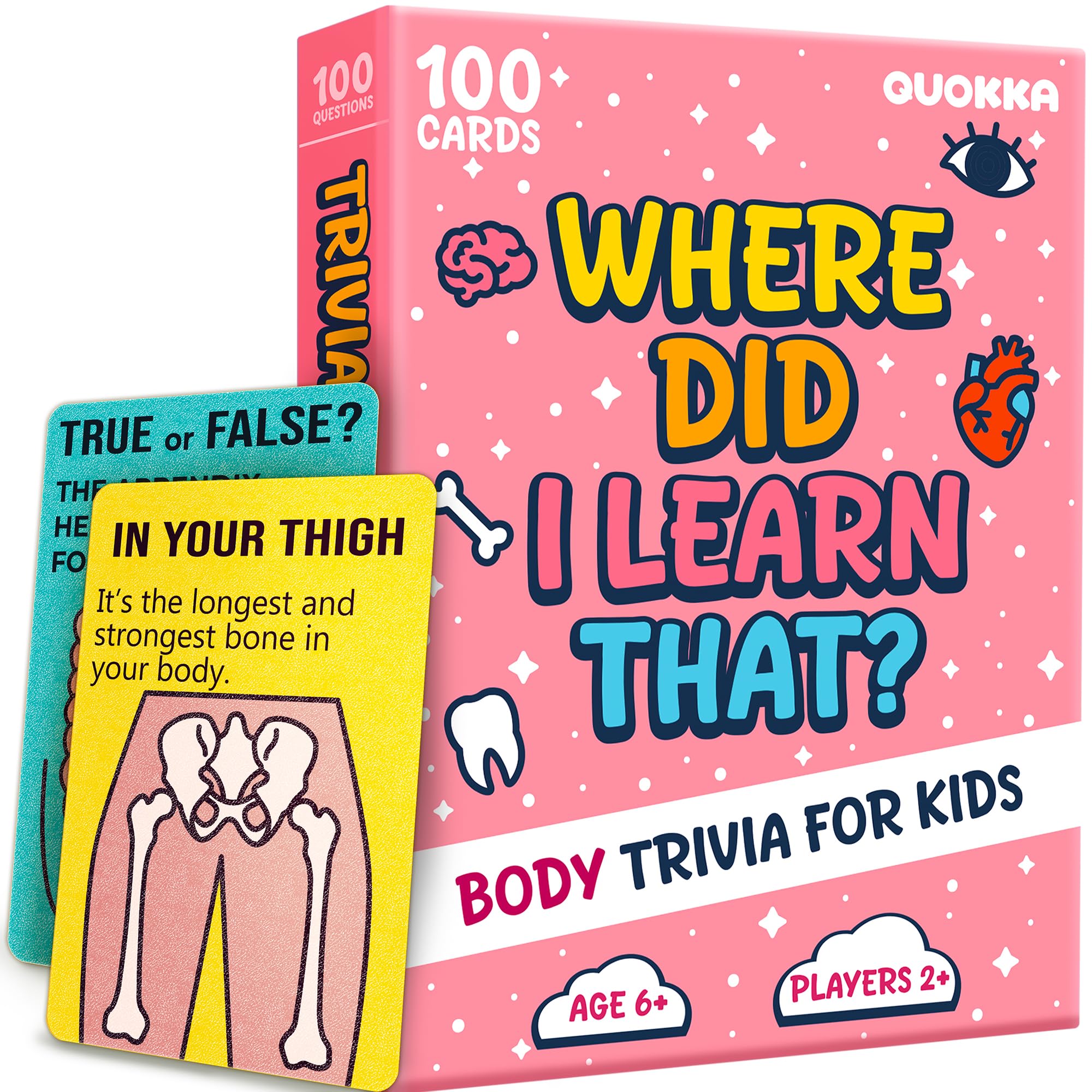 QUOKKA Trivia Games For Kids — Human Body Facts & Anatomy Card Game For Family Game Night Ages 6+