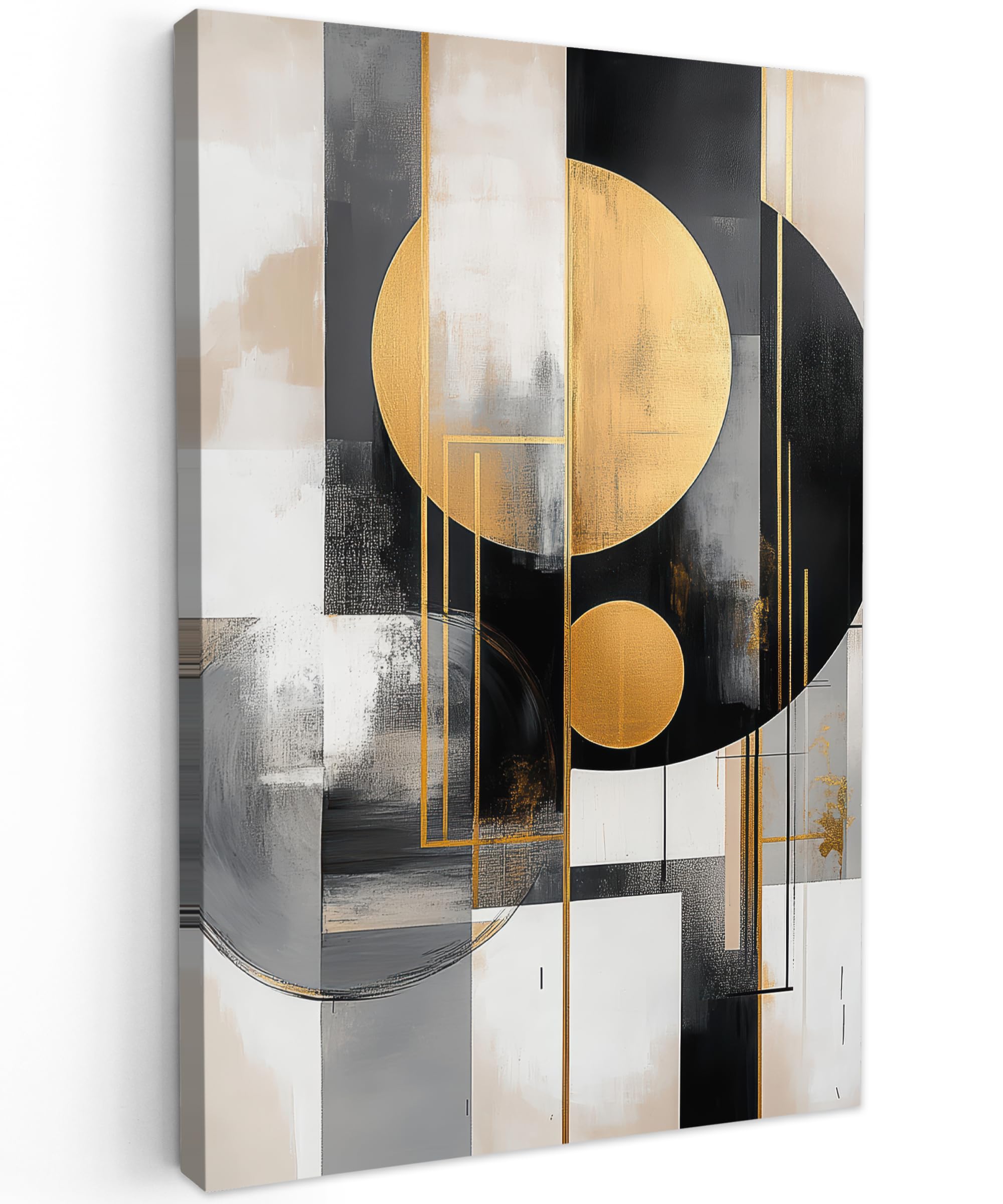 MuchoWow© Cuadros Decoracion Salon Modernos 80x120 cm para Dormitorios Cuadro Decorativos de Salon Lienzos Decorativo Pictures for Living Room Decorarivos Abstracto - Oro - Plata - Moderno