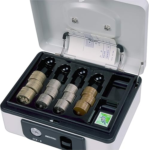 Miniatura 2 de Sentry SCB-8 - Caja fuerte portátil tipo de bloqueo de llave apertura de un solo toque gris claro papel A6