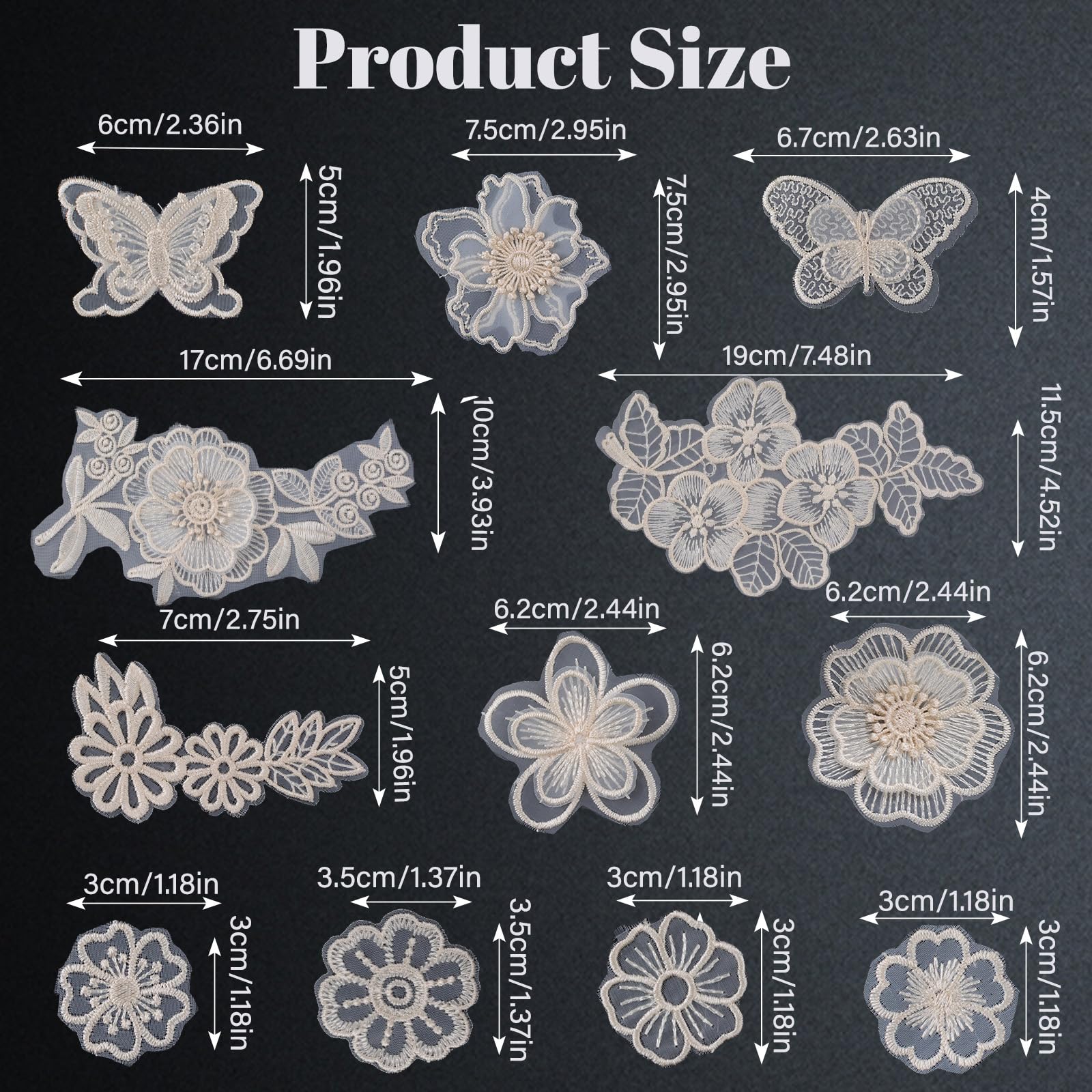 DE LACE Crystal 3D Flower Sequin Applique Beaded Embroidery Patches for Wedding