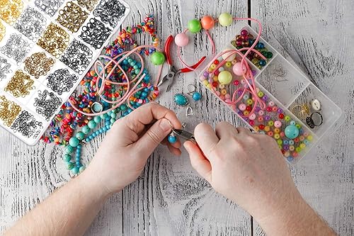Miniatura 7 de Paxcoo Kit de reparación de collar de joyería de 3200 piezas con anillos de salto, cierres y ganchos para aretes para suministros de fabricación de