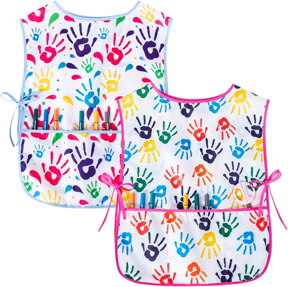 Tablier école Maternelle Augesak Blouse De Peinture Pour Enfants - Manches Longues Et Poche - Protection école Et Activités Créatives Tablier Bricolage Enfant