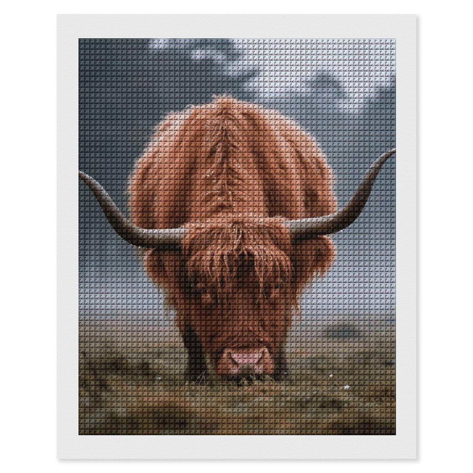 FodPand Highland Cow 5D Diamond Painting Kits for Adults Beginners Full Drill Square Diamond Dots Pictures Gem Art Supplies for Home Wall Room Decoration DIY Craft Set Gift 16x20