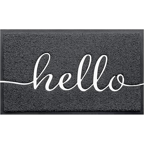 BeneathYourFeet Door Mat (32"x20",Black), Welcome Mat Low Profile Front Doormat Indoor Outdoor Door Non Slip Rugs for Entryway, Patio, High Traffic Areas
