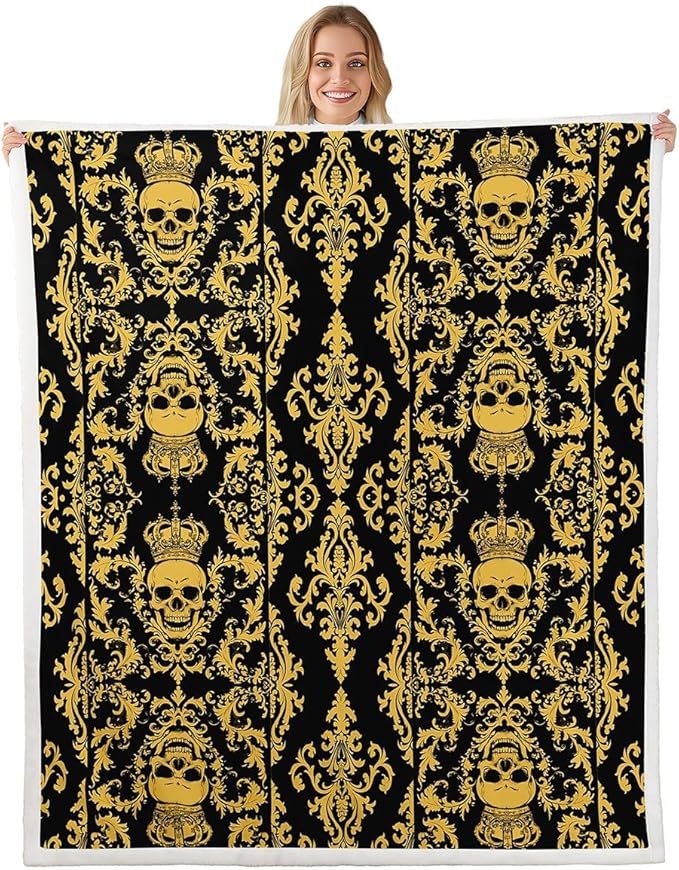 Erosebridal Sugar Skull Blanket Gothic Throw Blanket 40