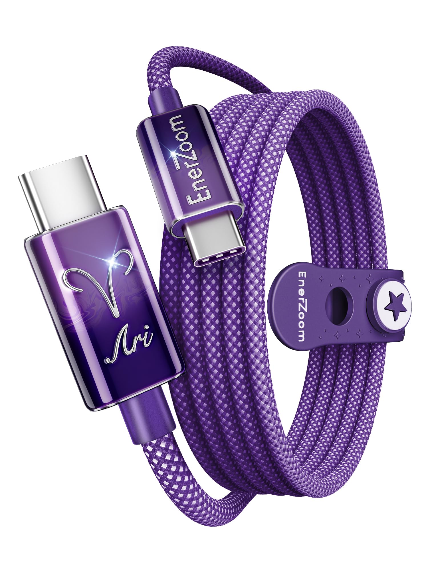 Ariete Zodiac - Cavo di ricarica da USB C a USB C, dipinto a mano, 240 W PD 3.1 Tipo C, cavo intrecciato in nylon a ricarica rapida, regalo astrologico per lei, 1 m