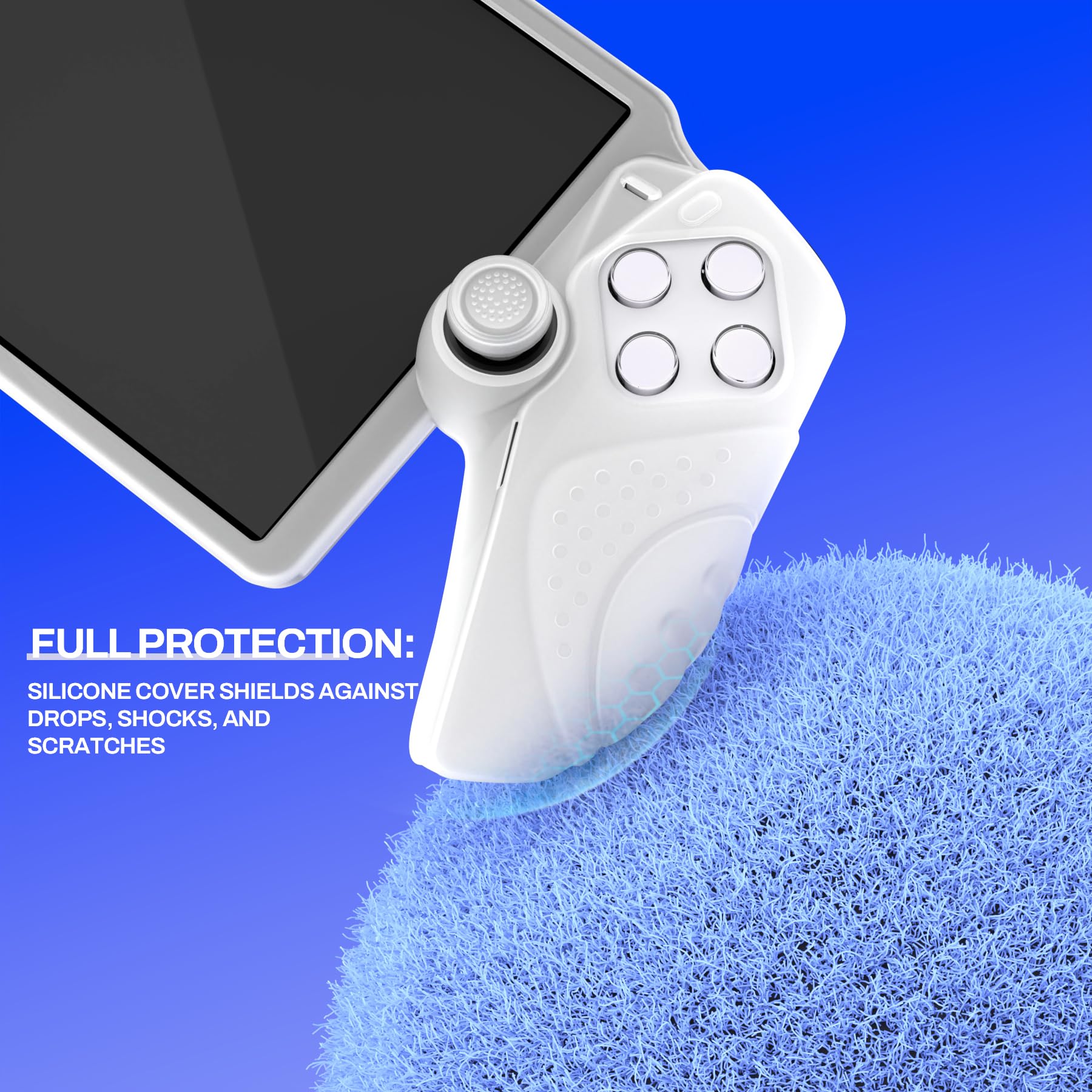 PlayVital Coque Protection pour PS Portal Accessoire avec Capuchon Joystick,Étui Housse Silicone pour PS Portal Remote Player Grip Cover Anti-Choc/Antidérapants-Blanc Transparent,Édition Guardian