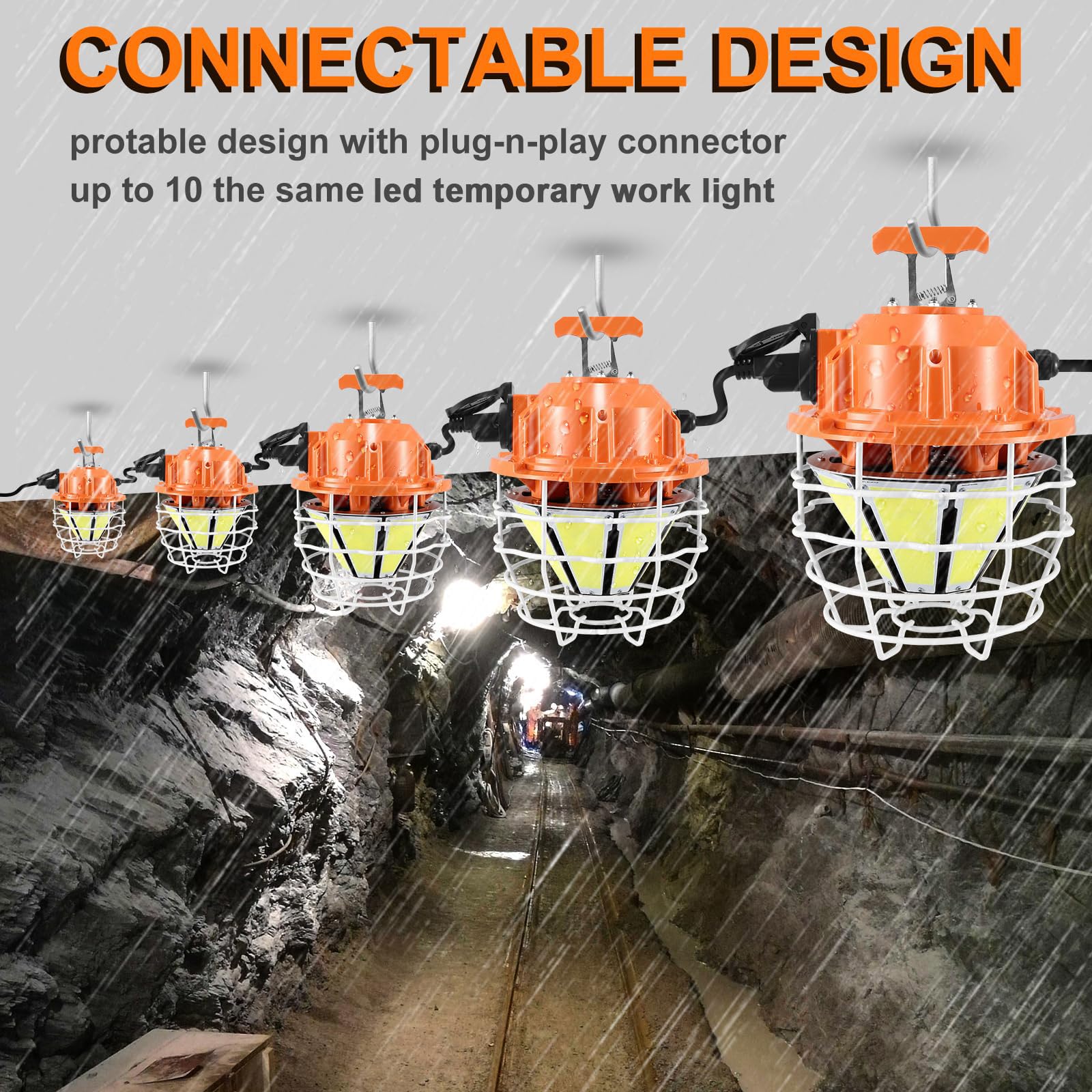 250W LED Temporary Work Light – 37,500 Lumens, 5000K Daylight, Portable Hanging Jobsite Light With 16ft Cord, Indoor/Outdoor