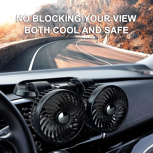 Miniatura 4 de xuenair Ventilador USB para automóvil, ventilador ajustable de control de velocidad de ventilador alimentado por USB, ventilador de refrigeración