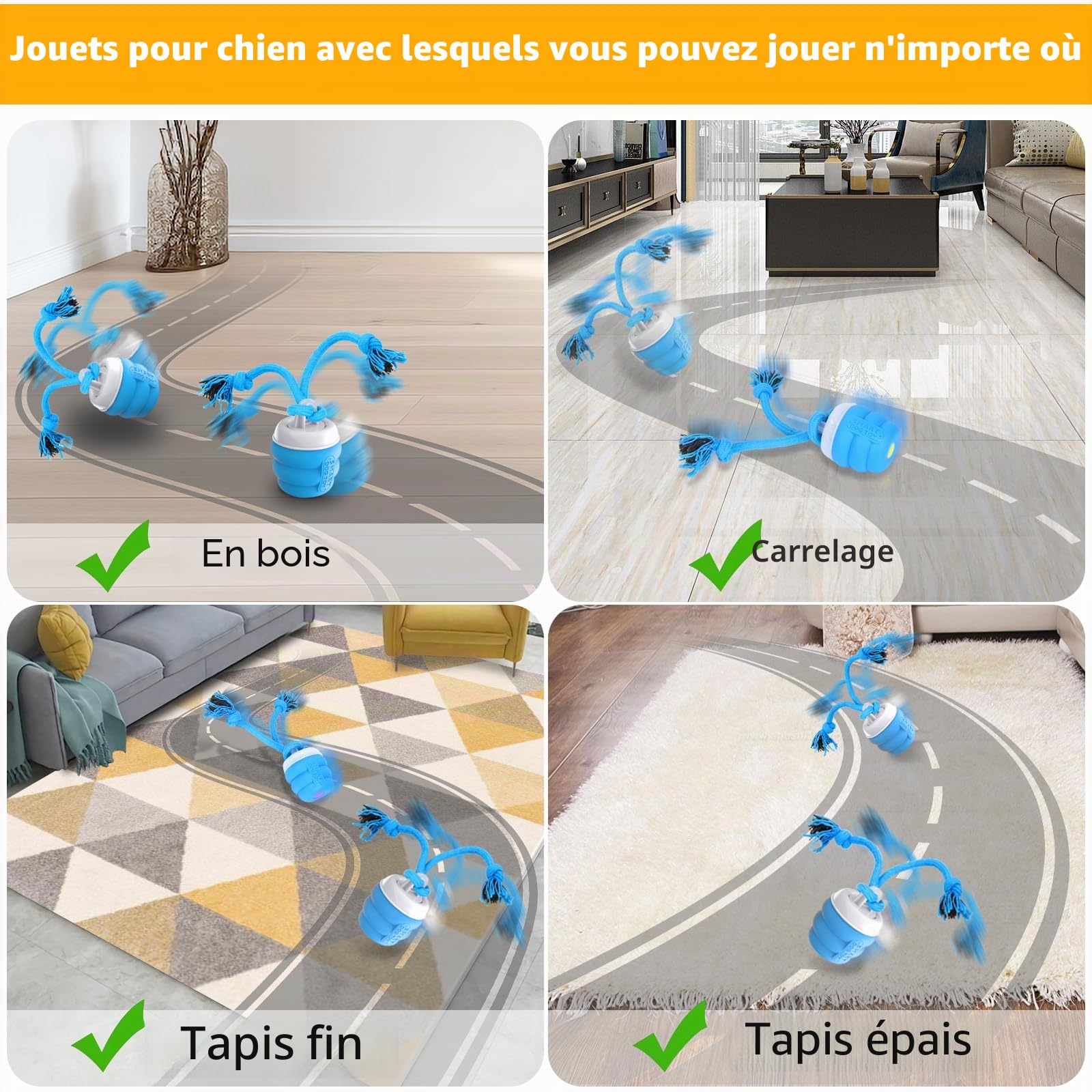 Jouet Interactif Chien Cccupation – Balle Automatique Intelligente pour Chiens de Petite Moyenne‌ Taille, Stimule et Divertit Les Chiens, Mode de Jeu Autonome, Rechargeable (Bleu‌)
