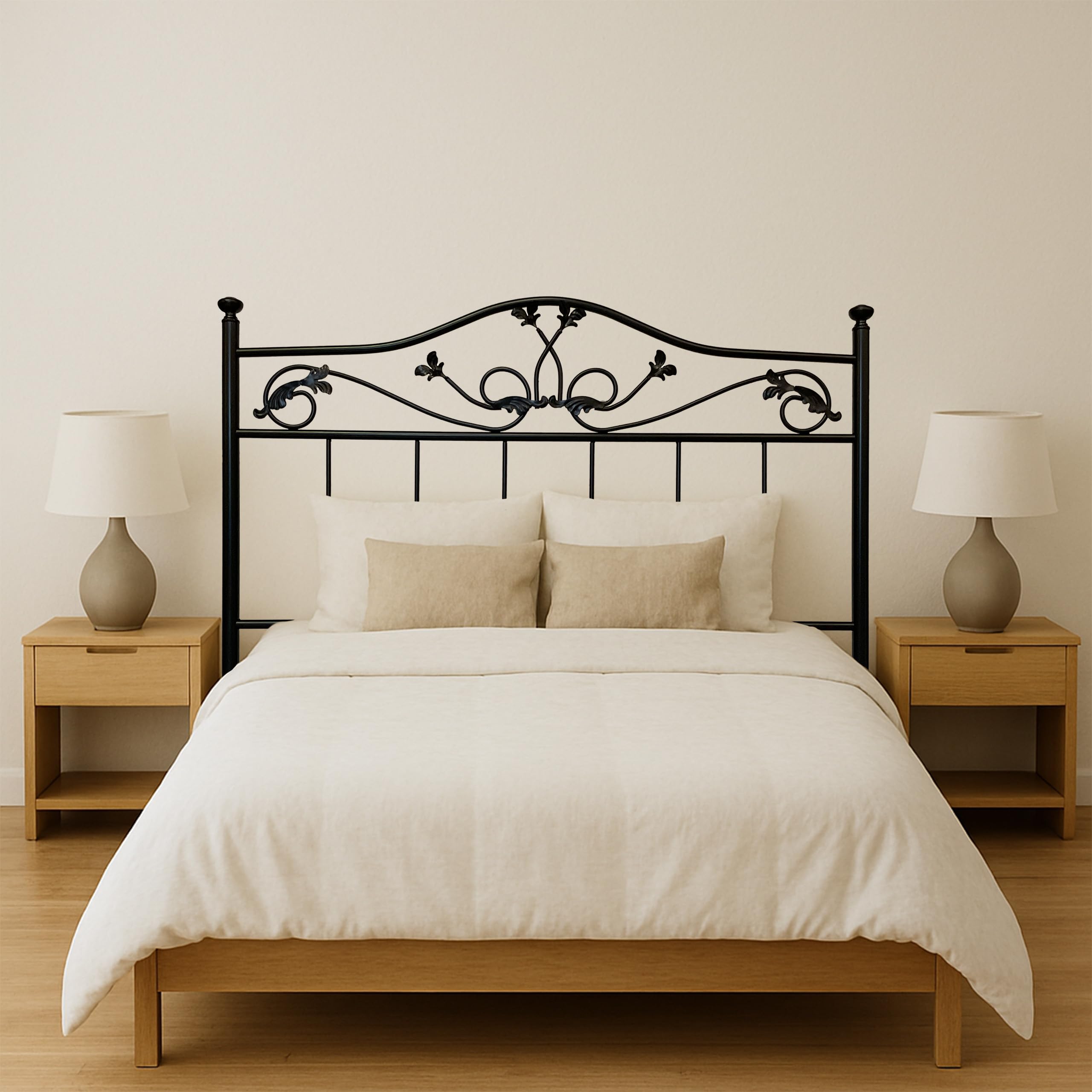 Cabecero Forja Mallorca, Cabezal para Cama, Cabecero, Cama Matrimonio e Individual, Cama De Hierro, Cabezal Forja, Cabecero Juvenil, Hecho En España (Negro, 135 cm)