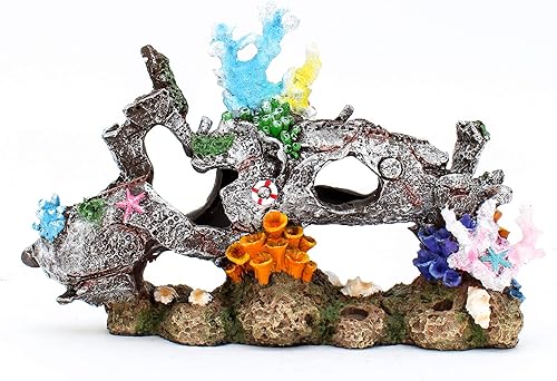 Miniatura 2 de PENN-PLAX Deco-Wrecks - Decoración de acuario submarino gris coral Scape - Seguro para peceras de agua dulce y salada - Grande
