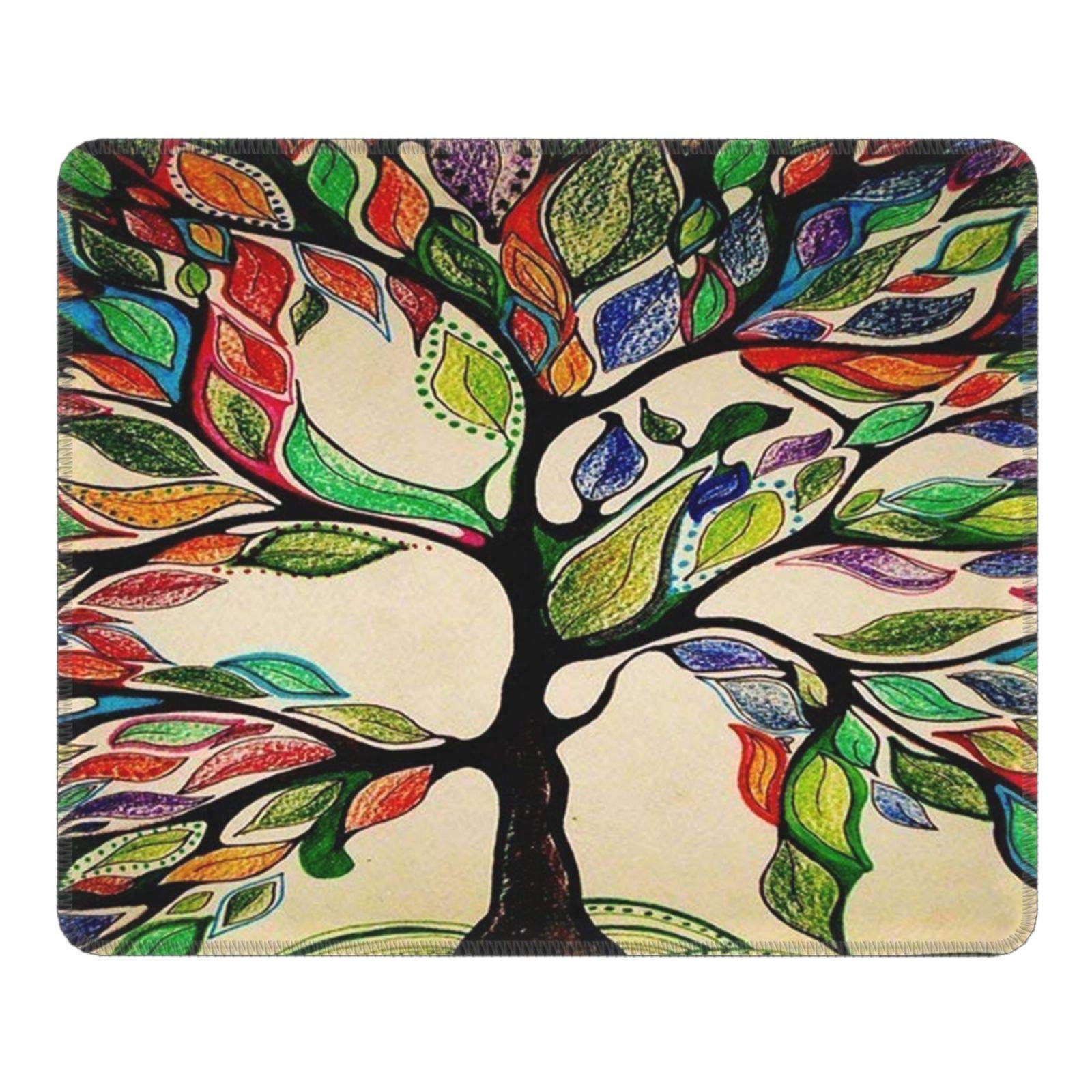 Photo 1 of Mouse Pad Colorful Tree of Life Gorgeous Like Feather Mousepad with Stitched Edges Non-Slip Rubber Gaming Mat Funny Rectangle Pads for Computers Laptop Office & Home Colorful Tree Of Life Gorgeous Like Feather 7.9 x 9.5 in