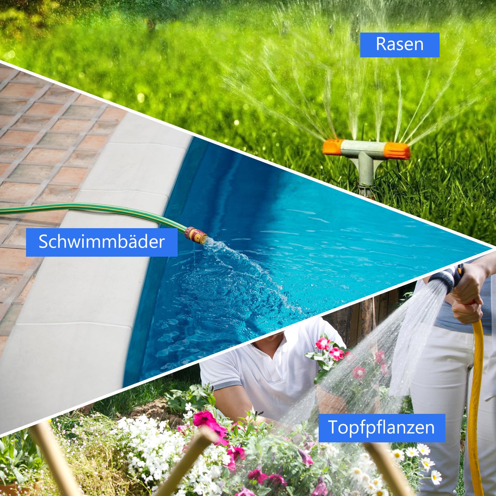 Bewässerungscomputer 2 Ausgänge, Großem LED-Display, Bewässerungs-Timer mit Regenverzögerung/manueller Übersteuerung/Wasserhahn-Timer, geeignet für Gärten, Rasenflächen und Topfpflanzen.