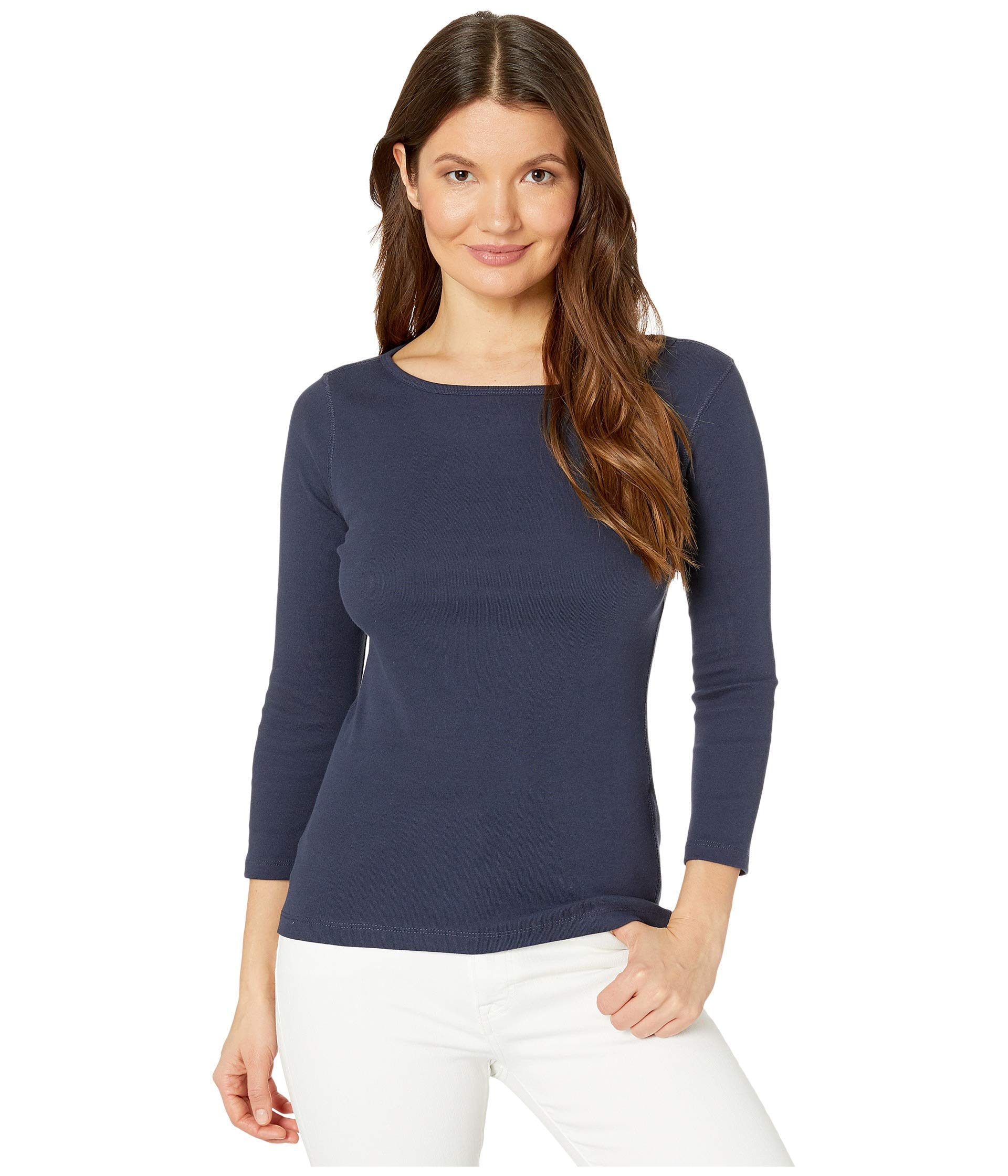 Lilla P1x1 Rib 3/4 Sleeve Boatneck Top