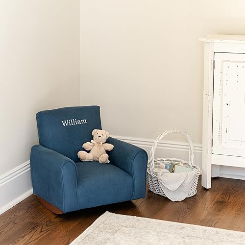 Miniatura 2 de Silla mecedora tapizada para niños, silla mecedora tapizada para niños con nombre personalizado, cómodo sillón para niños, silla para niños con