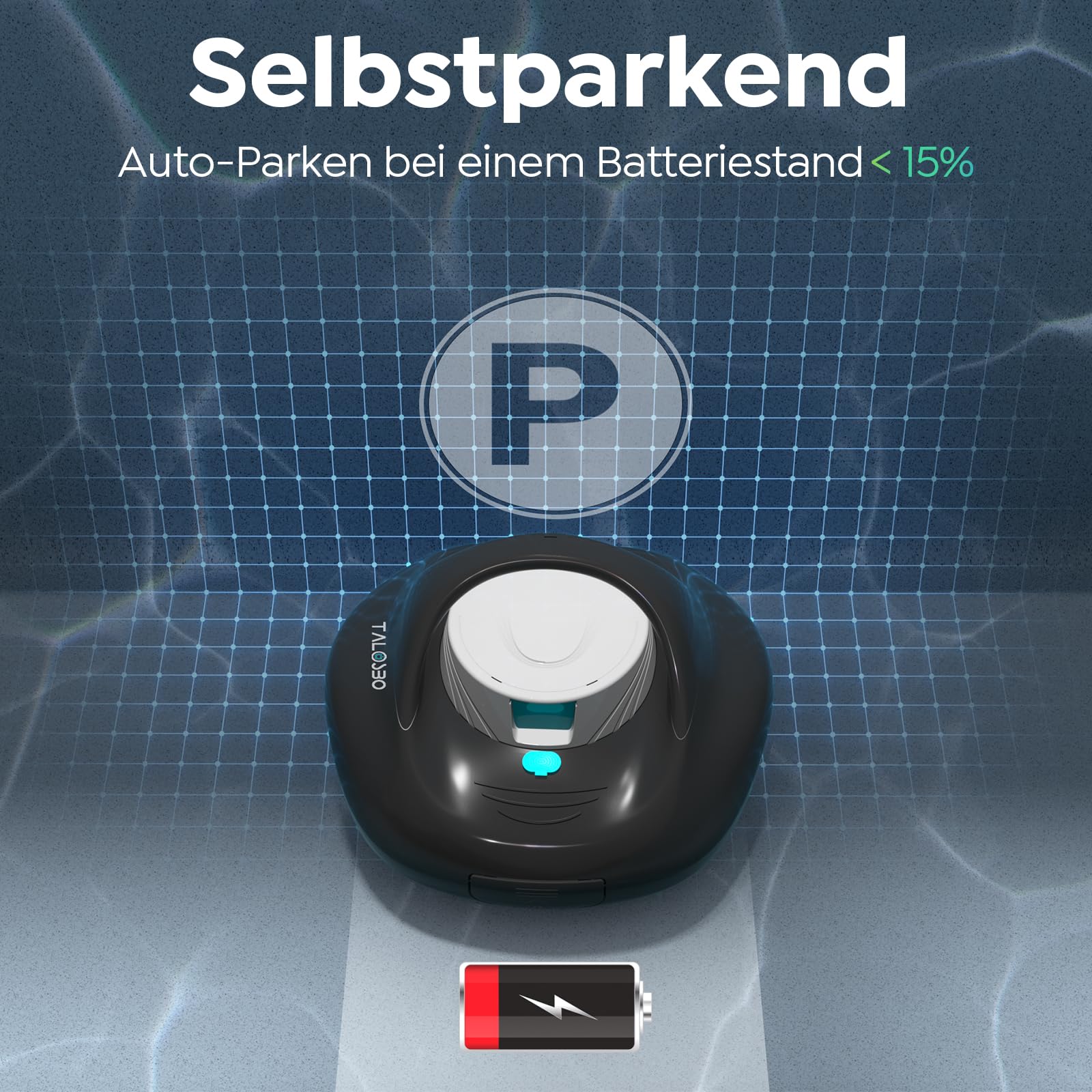 Pleco Se Poolroboter Akku 130 Mins Leistungsstarke Reinigung, Automatischer Kabelloser Poolreiniger Duale Motoren für Flachboden Pool bis zu 80 m²