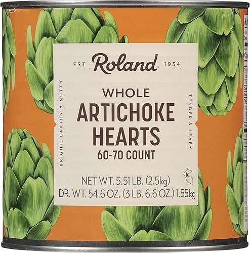 Roland Foods Corazones de alcachofa extra pequeños, 60-70 unidades, lata de 5 libras y 8 onzas (5.5 lbs)