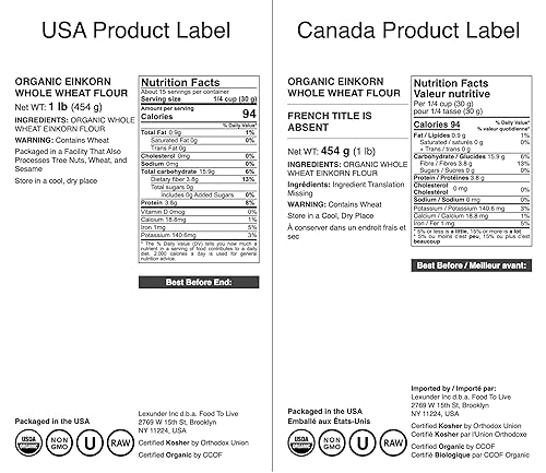 Miniatura 2 de Harina de trigo integral Einkorn, orgánica, 1 libra  Farro Piccolo antiguo de grano entero antiguo finamente molida sin transgénicos. Buena fuente
