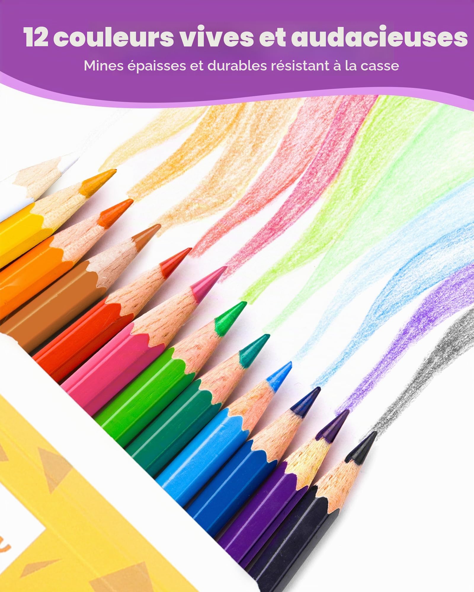 D-FantiX Lot de 288 Crayons de Couleur, 24 Paquets de Couleur Pré-taillés, Cadeaux de Rentrée pour Les étudiants, Fournitures Scolaires pour Les Enfants, Garçons et Filles