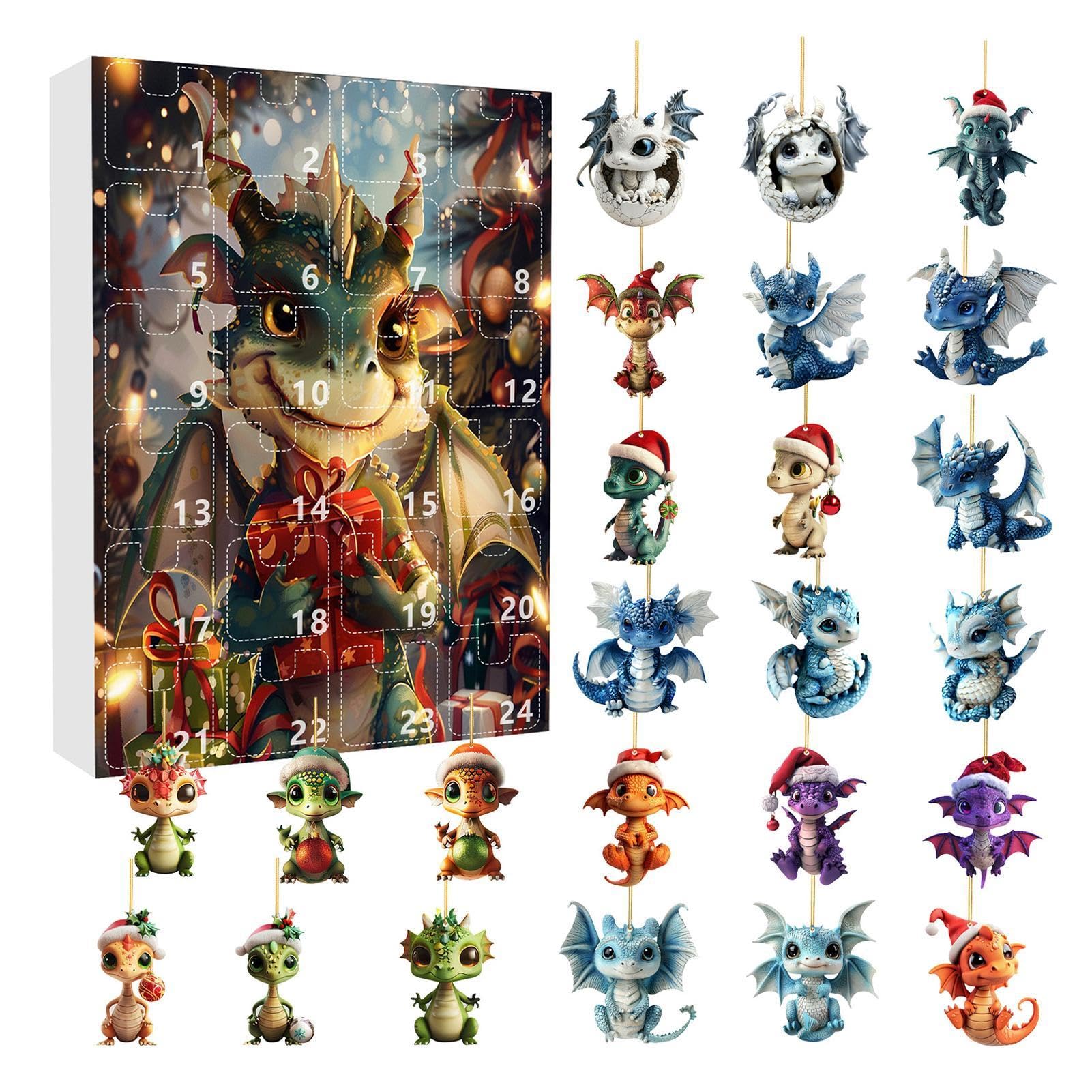Calendrier De L'Avent 2025 24 Jours Ornementaux Avec Pendentif Dragon