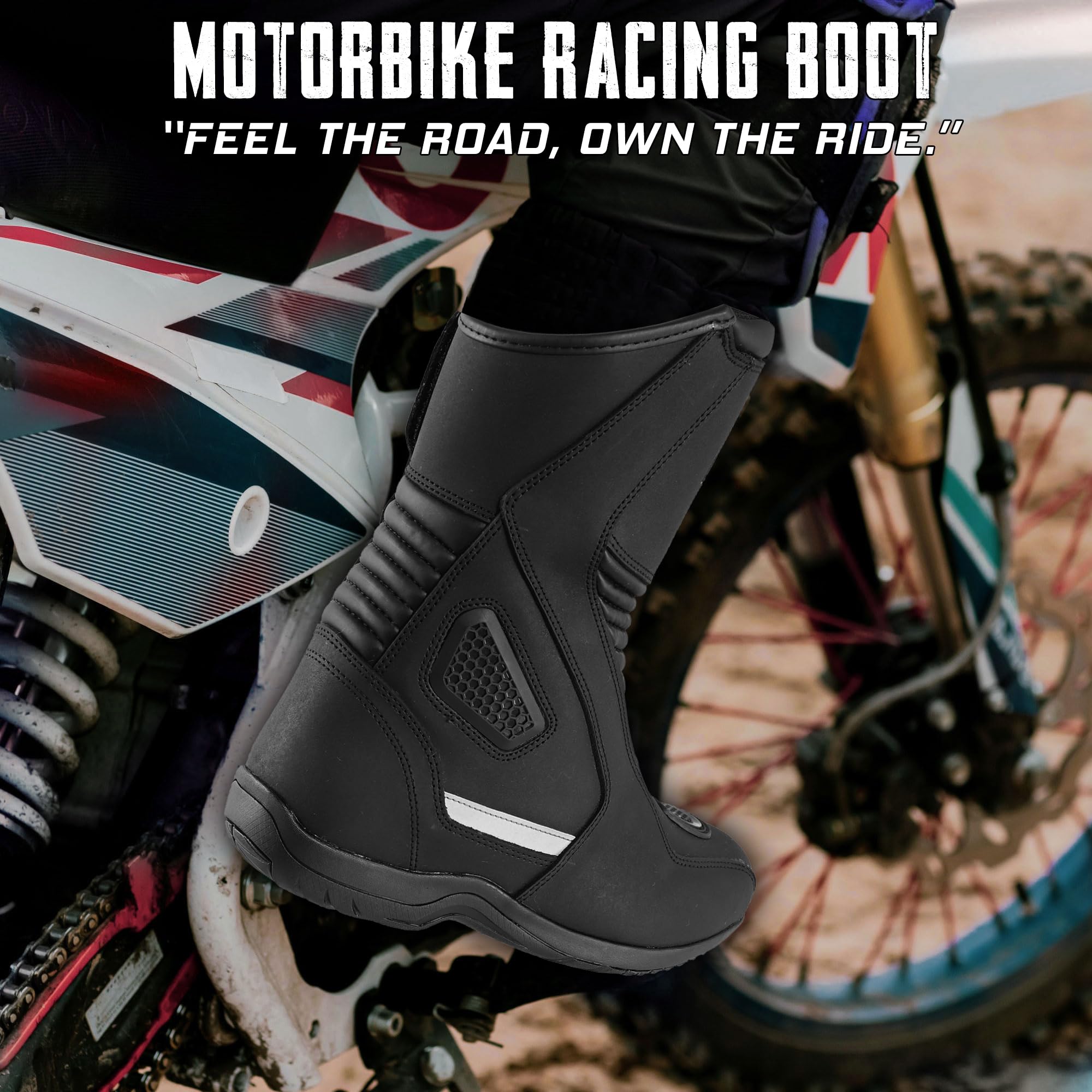 Botas de motocicleta de piel auténtica para hombre, aprobadas por la CE, impermeables, suela de goma antideslizante, protección reforzada