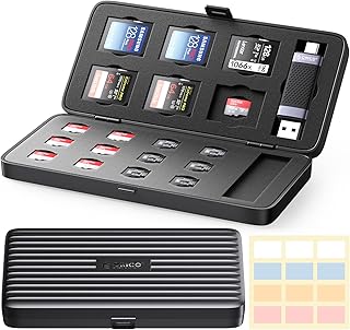ORICO SD Card Holder, Water-Resistant SD Card Storage, Professional Anti-Shock Memory Card Carrying Case for 18 Micro SD SDXC SDHC + 6 SD SDXC SDHC + 1 SD Card Reader with Labels